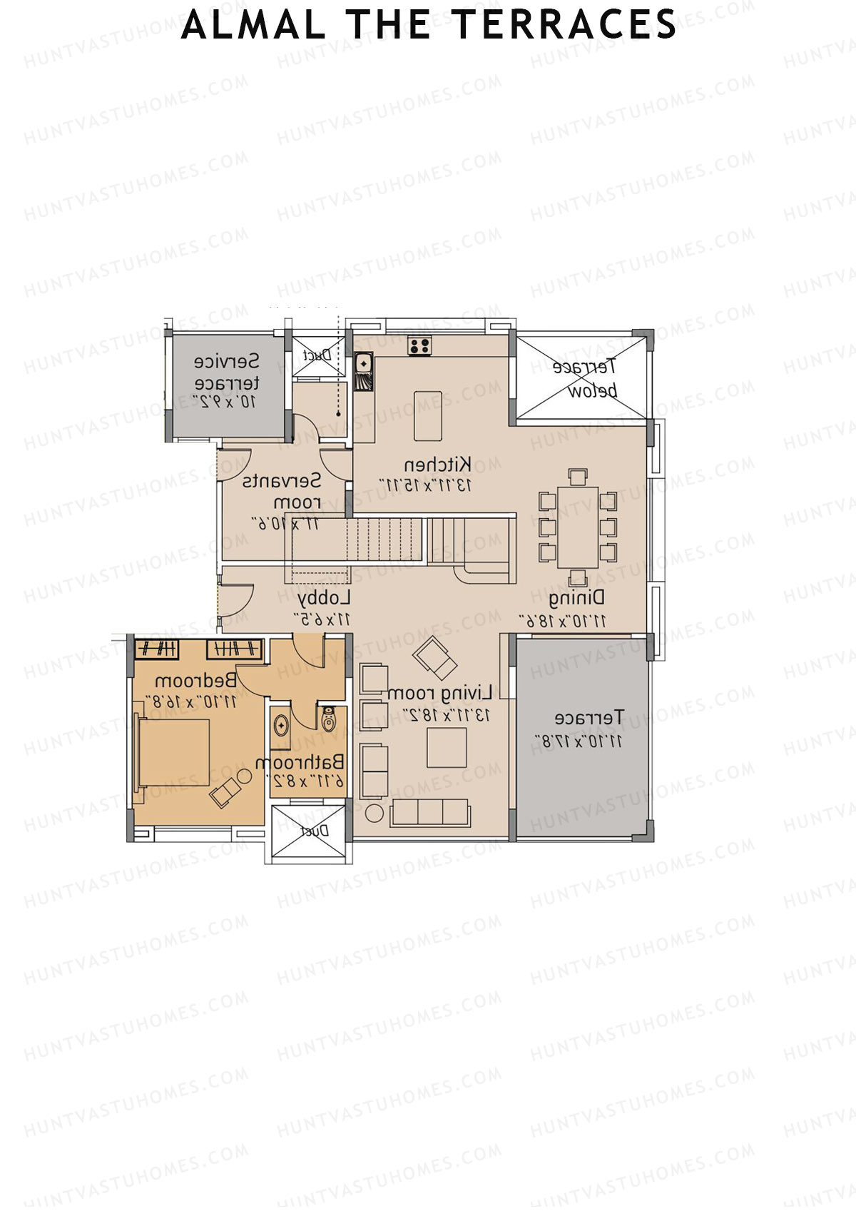 Almal The Terraces, Wing B, Unit 1 (Duplex ), 4BHK, Super Area 3883   sq ft 