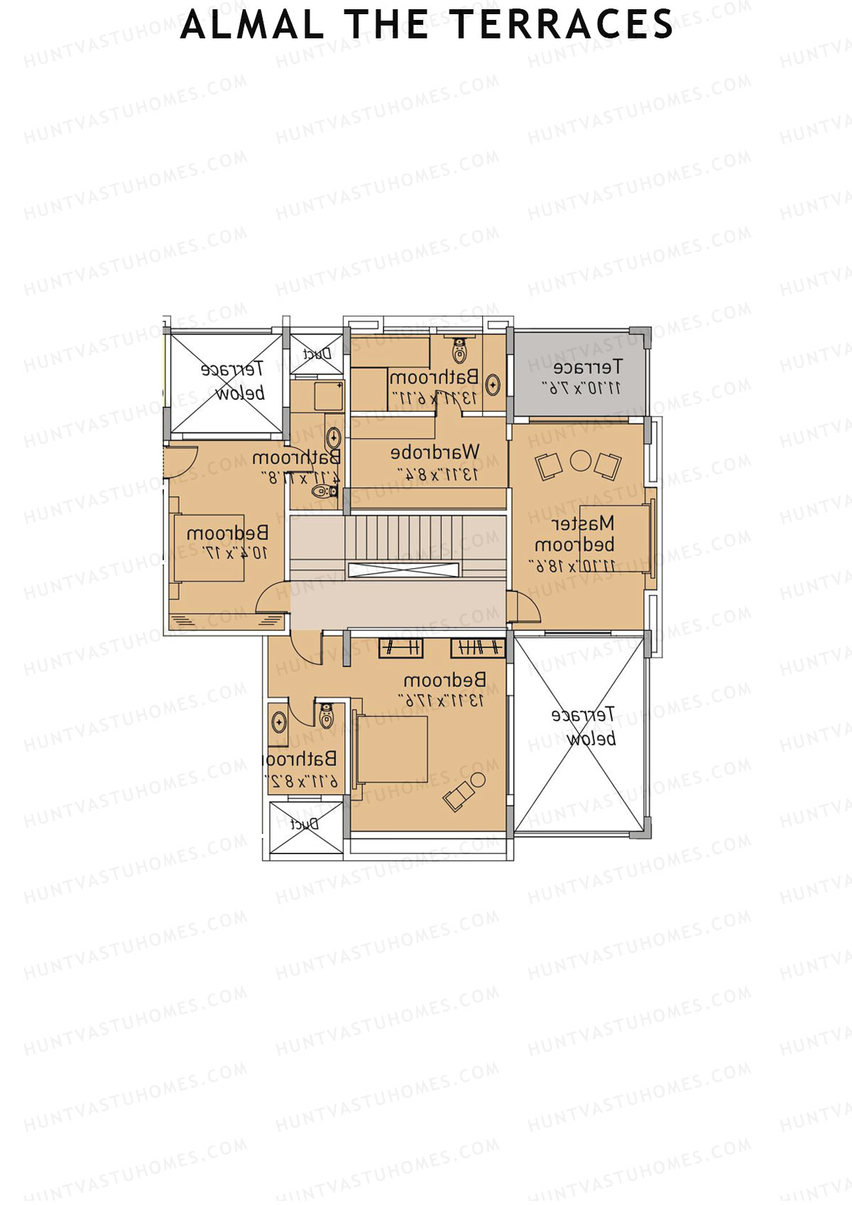 Almal The Terraces, Wing B, Unit 1 (Duplex ), 4BHK, Super Area 3883   sq ft 