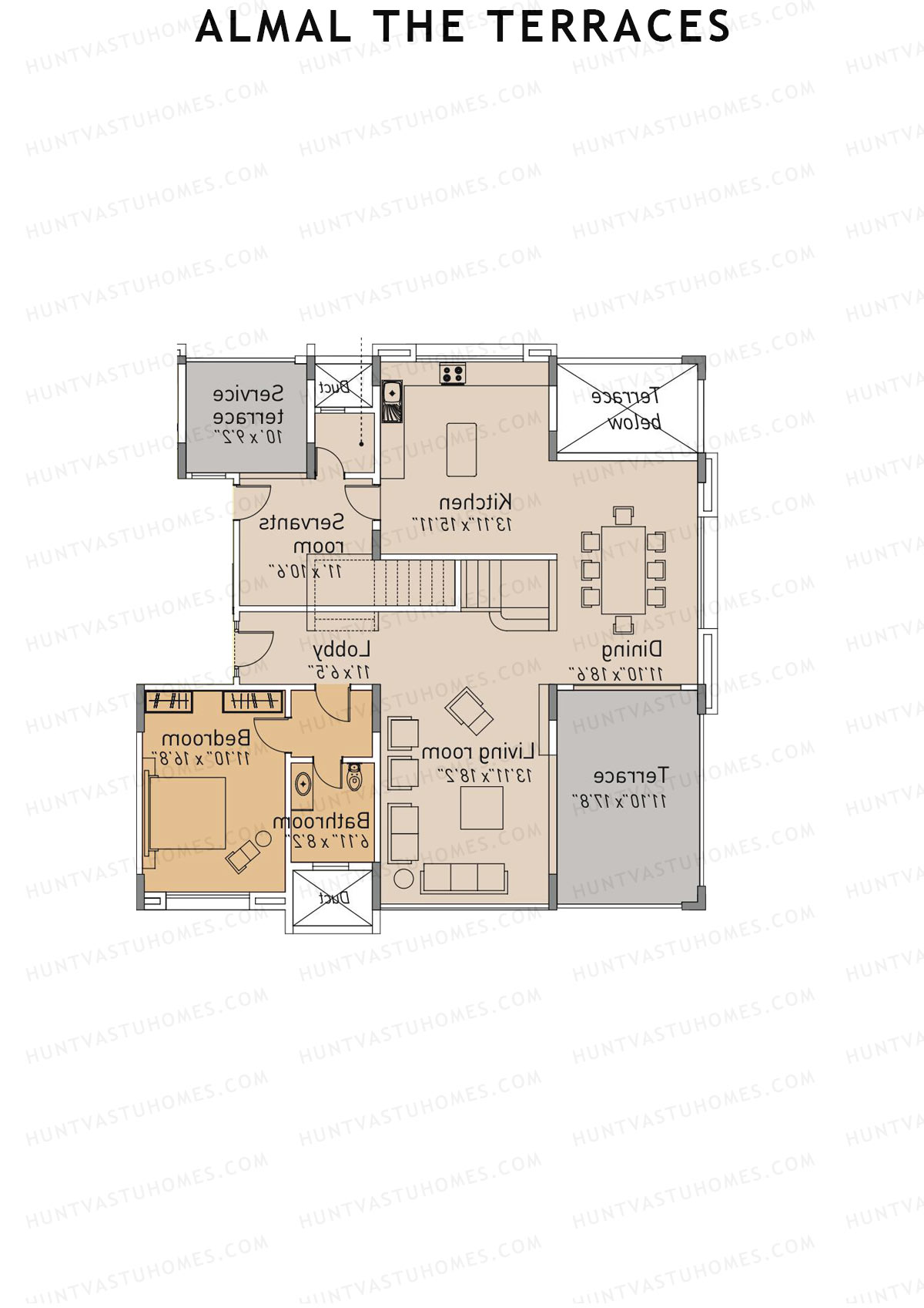 Almal The Terraces, Wing B, Unit 1 (Duplex ), 4BHK, Super Area 3834   sq ft 