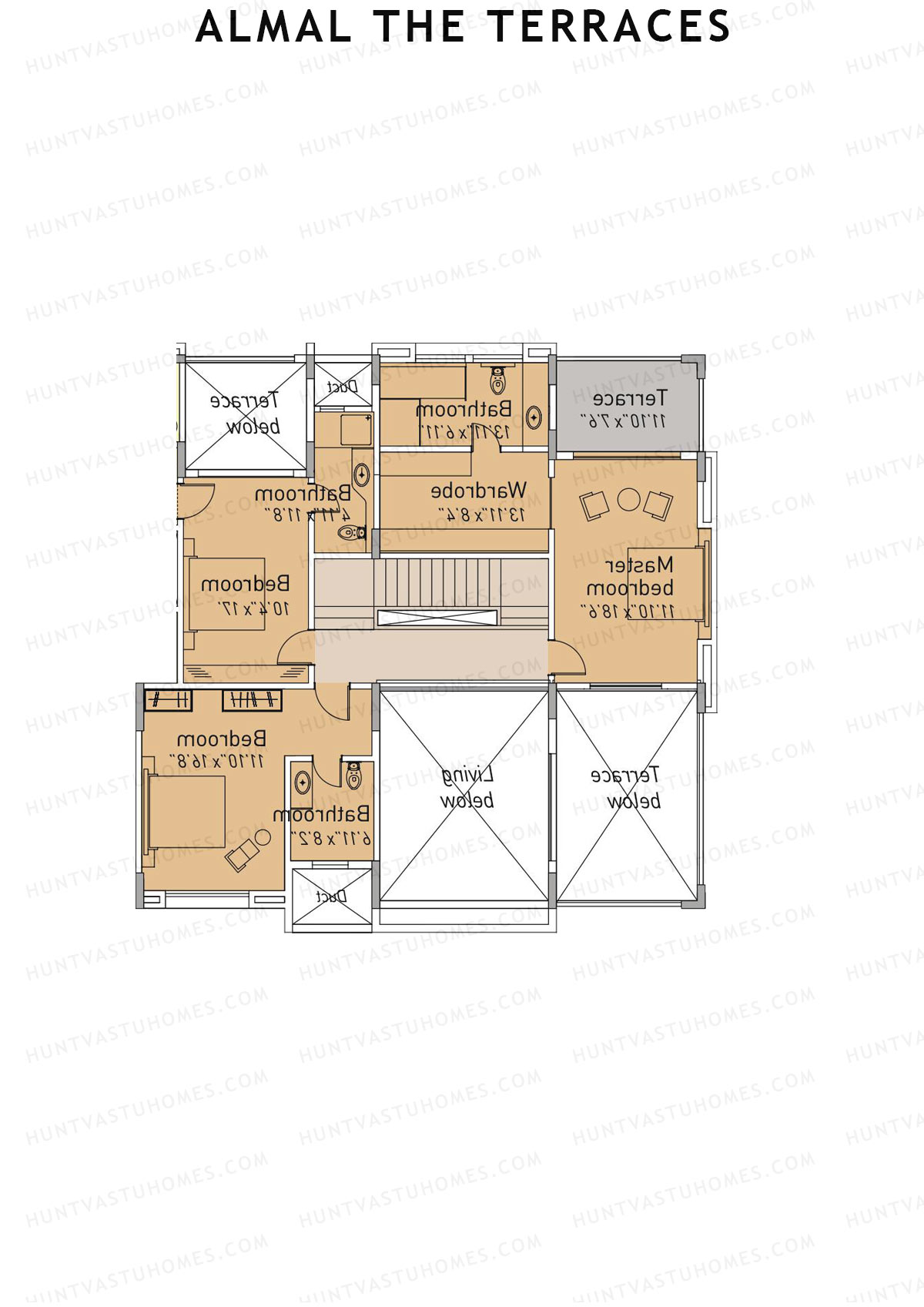 Almal The Terraces, Wing B, Unit 1 (Duplex ), 4BHK, Super Area 3834   sq ft 
