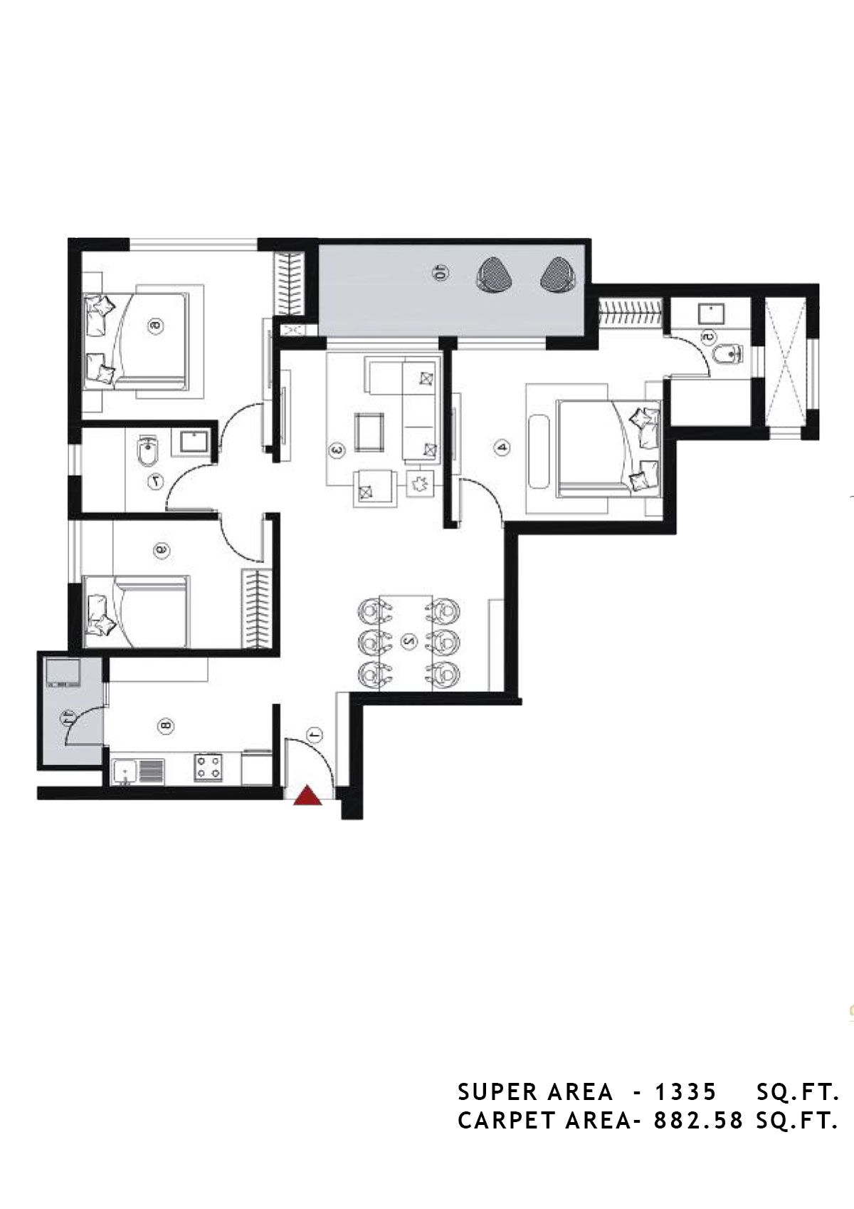 Alpha Residences Tower C Unit 3 Floor Plan