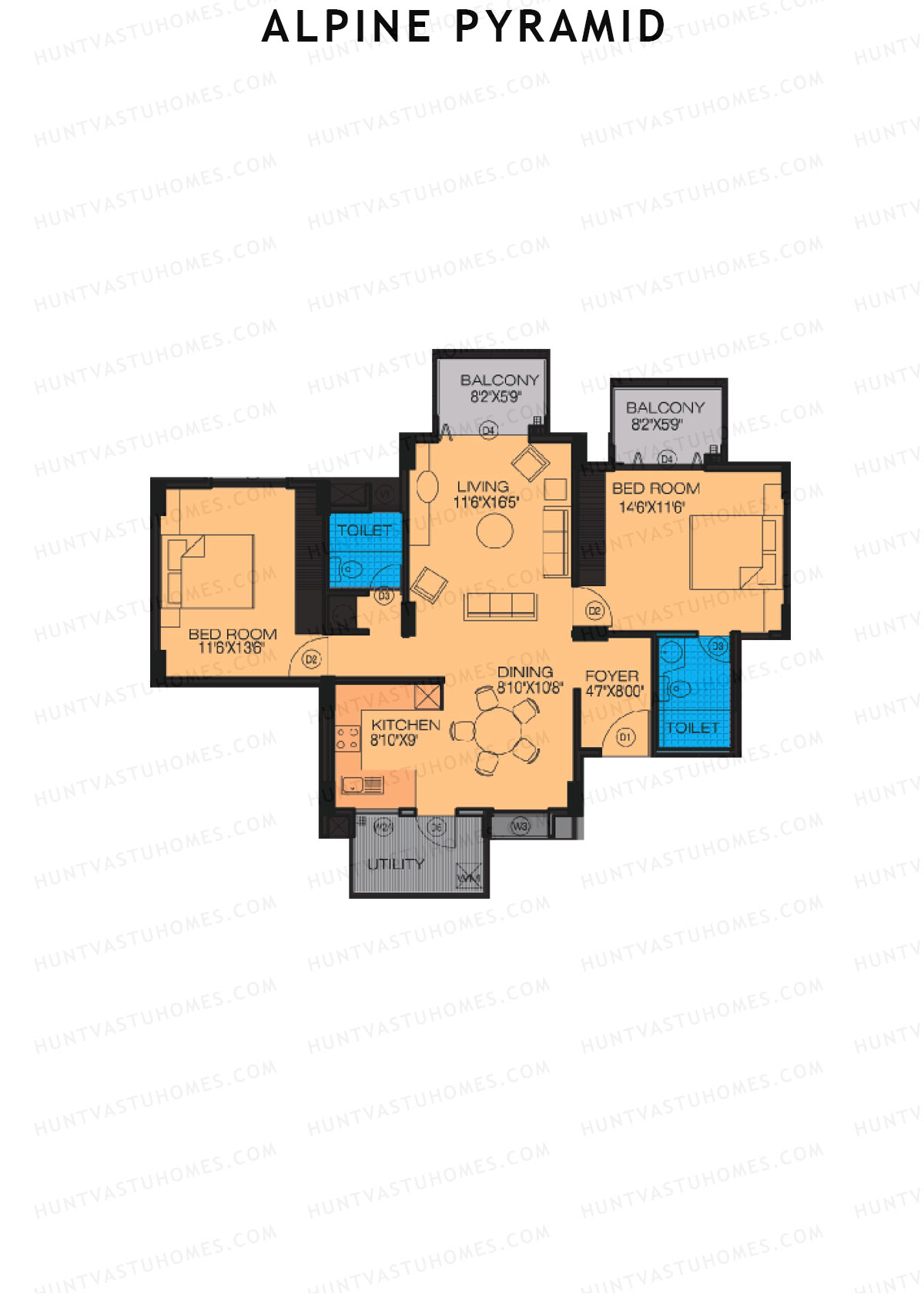 Alpine Pyramid Block Elm Unit 1 (Type D) Floor Plan