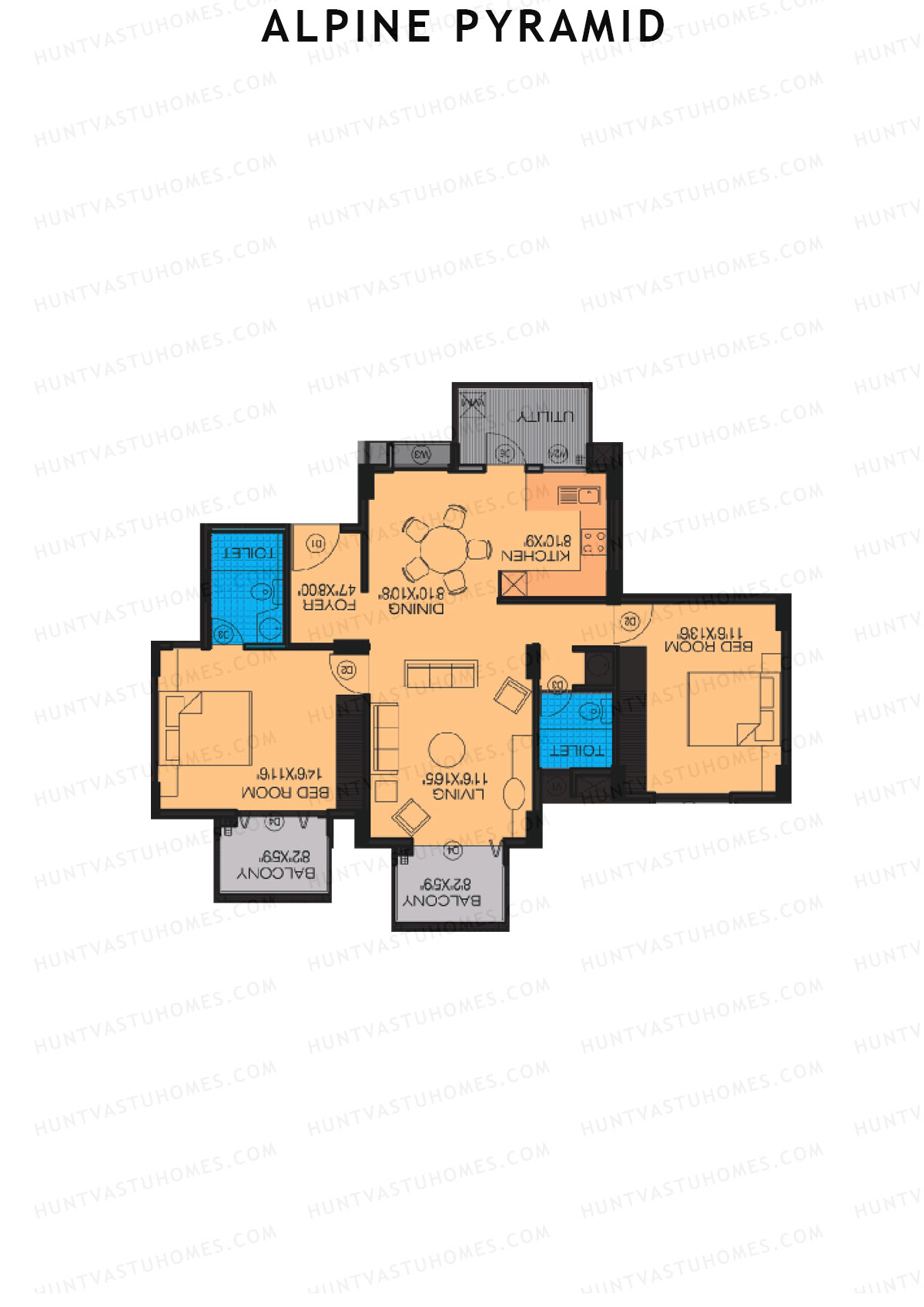 Alpine Pyramid Block Elm Unit 5 (Type D) Floor Plan
