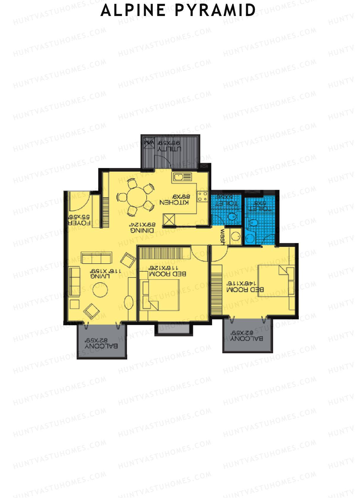 Alpine Pyramid Block Freesia Unit 1 (Type C) Floor Plan