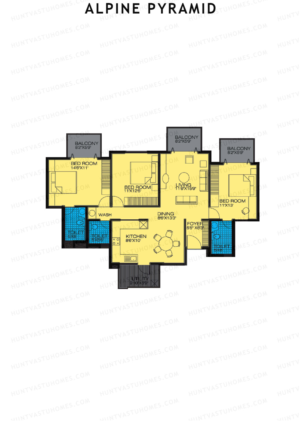 Alpine Pyramid Block Freesia Unit 4 (Type K) Floor Plan