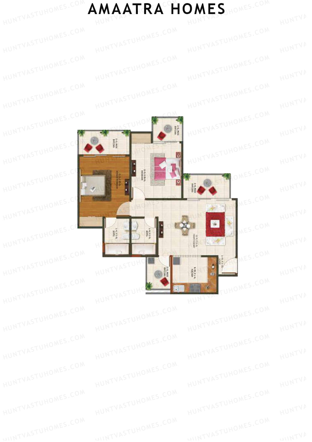 Amaatra Homes Tower B Unit 1 (Type E) Floor Plan