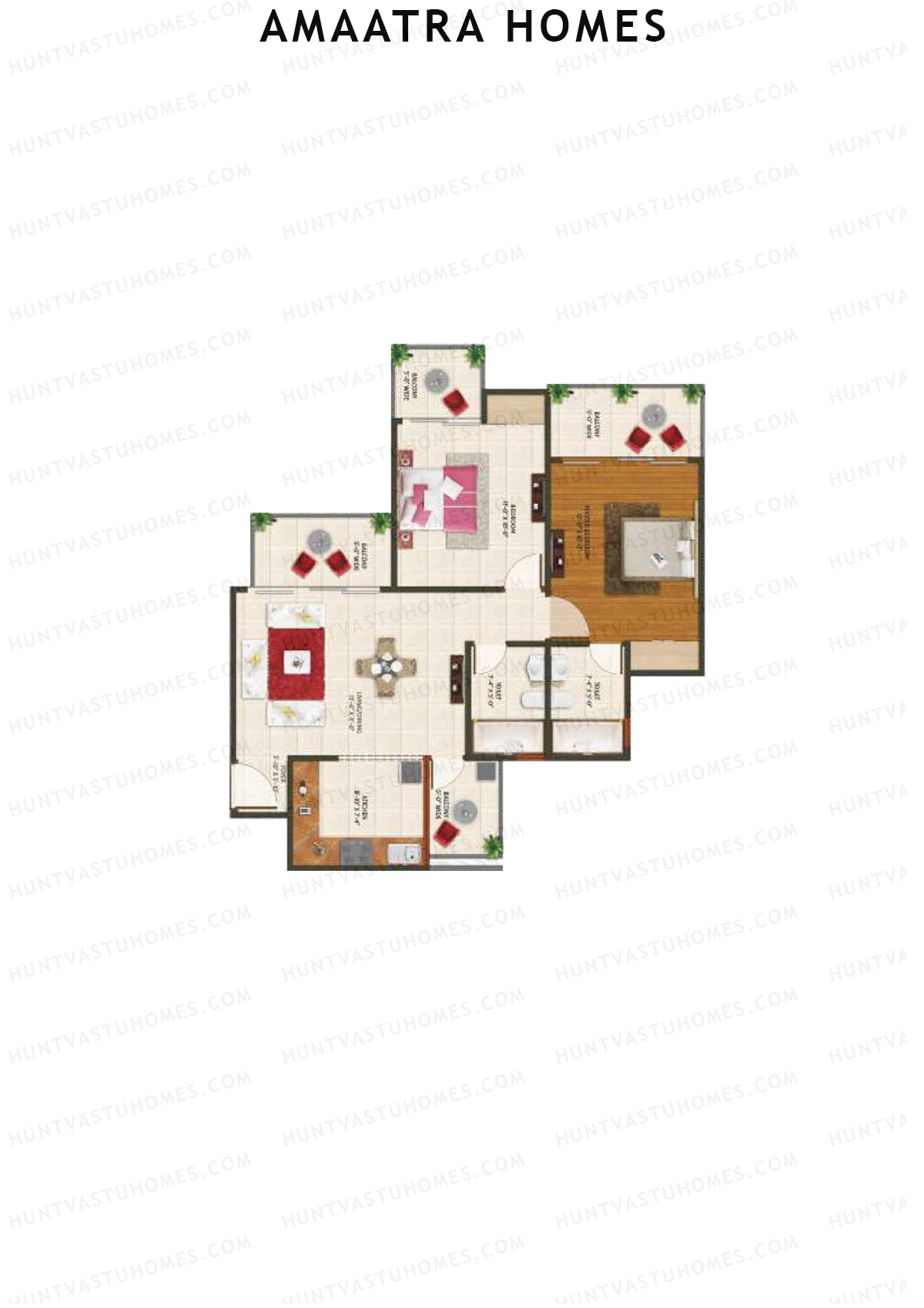 Amaatra Homes Tower B Unit 2 (Type E) Floor Plan