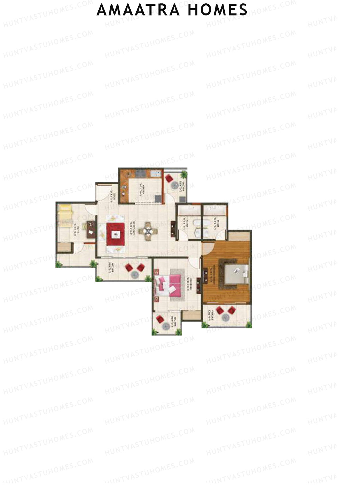Amaatra Homes Tower B Unit 3 (Type D) Floor Plan