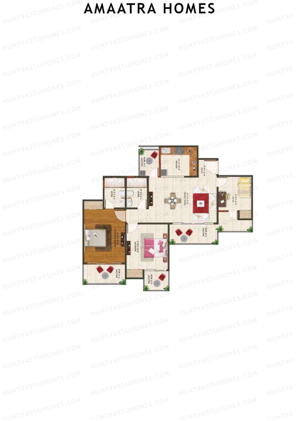 Amaatra Homes Tower B Unit 4 (Type D) Floor Plan
