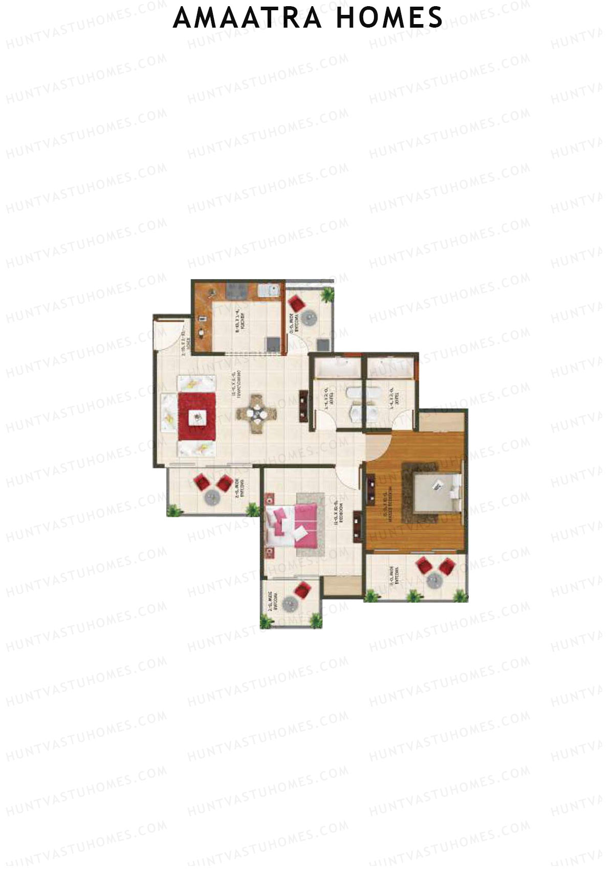 Amaatra Homes Tower I Unit 2 (Type E) Floor Plan