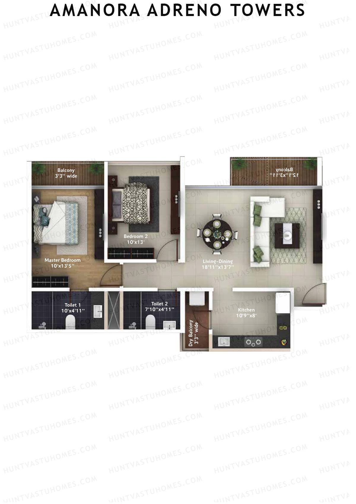 Amanora Adreno Towers Tower 37 Unit 1 (Type C) Floor Plan