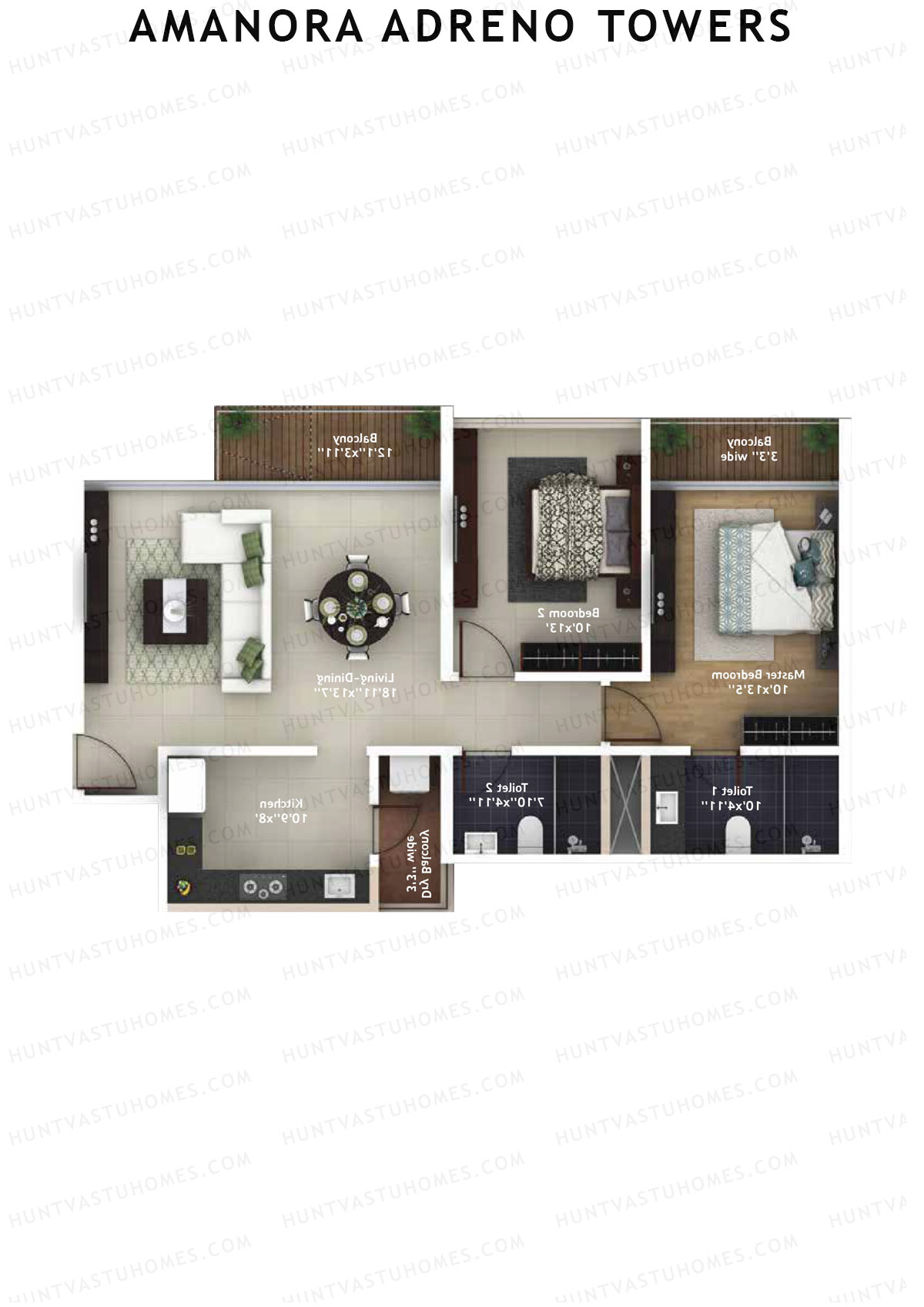 Amanora Adreno Towers Tower 37 Unit 3 (Type C) Floor Plan