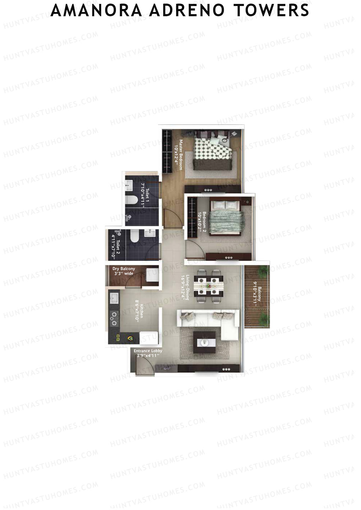 Amanora Adreno Towers Tower 37 Unit 4 (Type A) Floor Plan