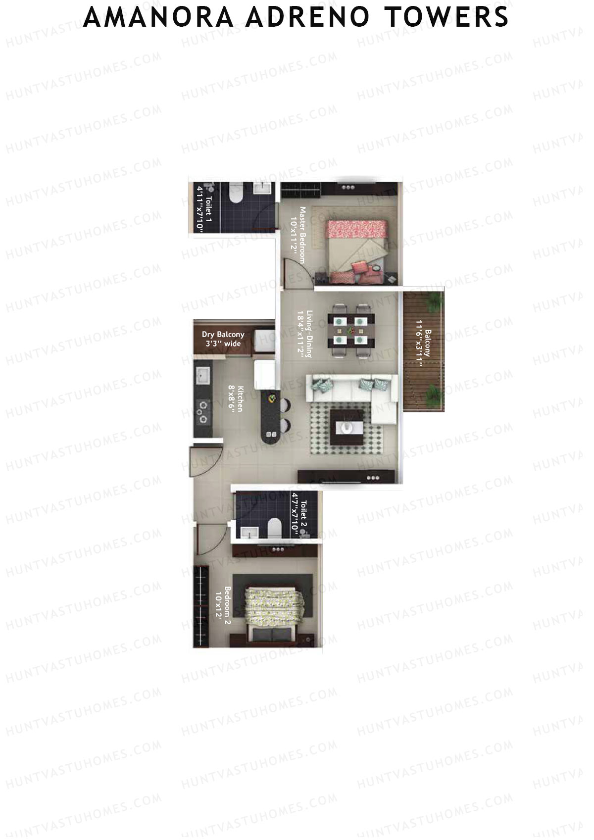 Amanora Adreno Towers Tower 37 Unit 5 (Type B) Floor Plan