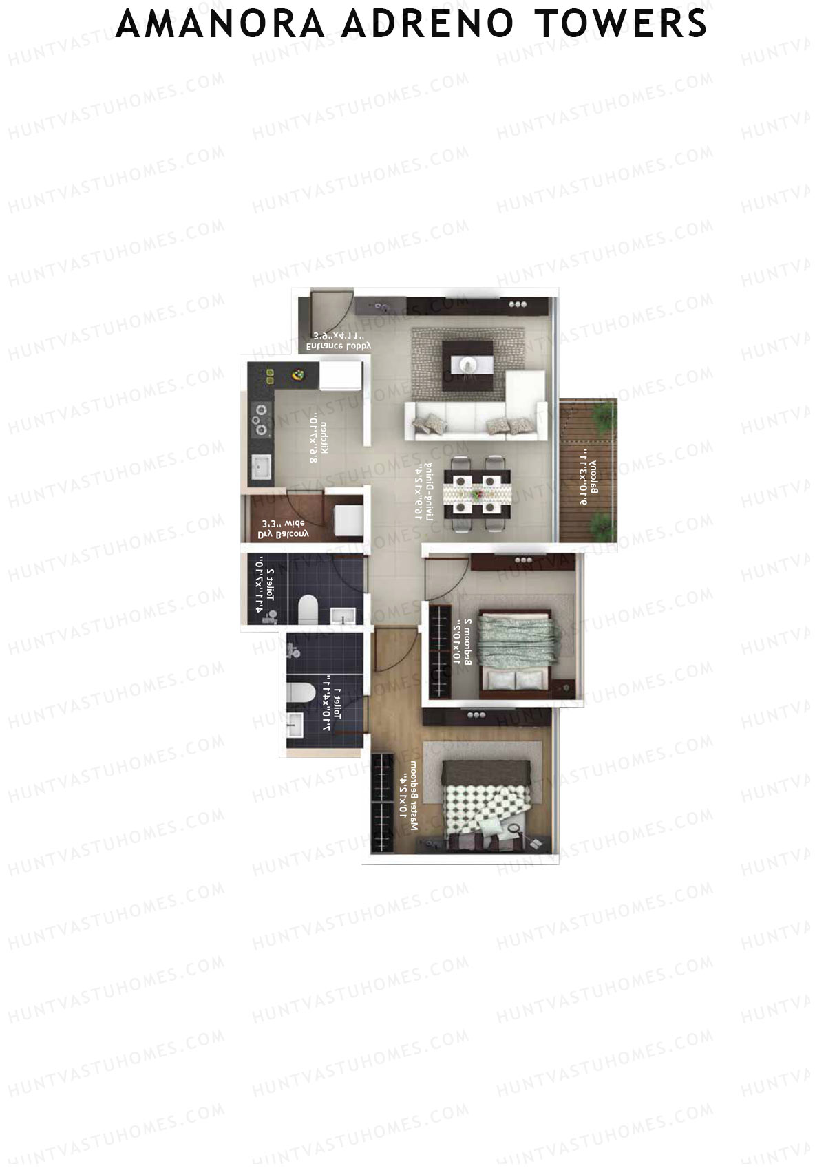 Amanora Adreno Towers Tower 37 Unit 6 (Type A) Floor Plan