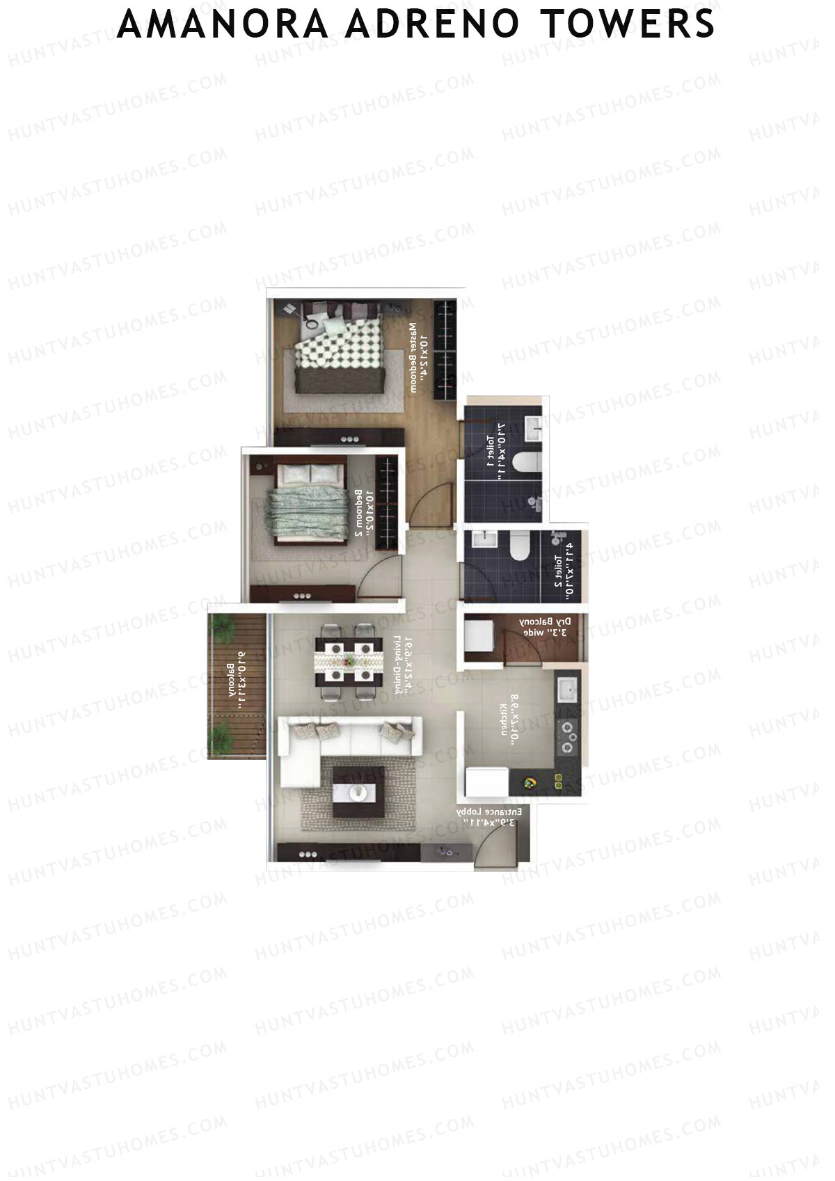Amanora Adreno Towers Tower 37 Unit 9 (Type A) Floor Plan