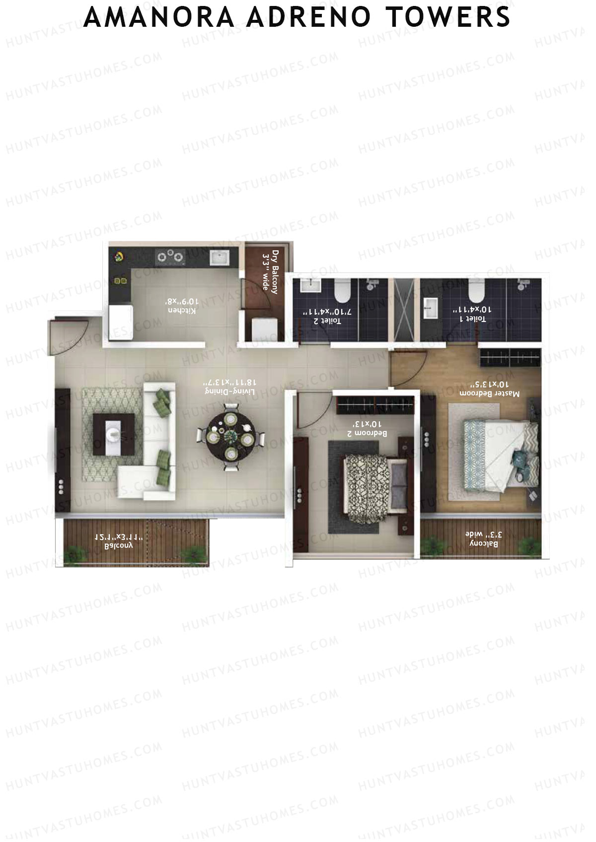 Amanora Adreno Towers Tower 38 Unit 1 (Type C) Floor Plan