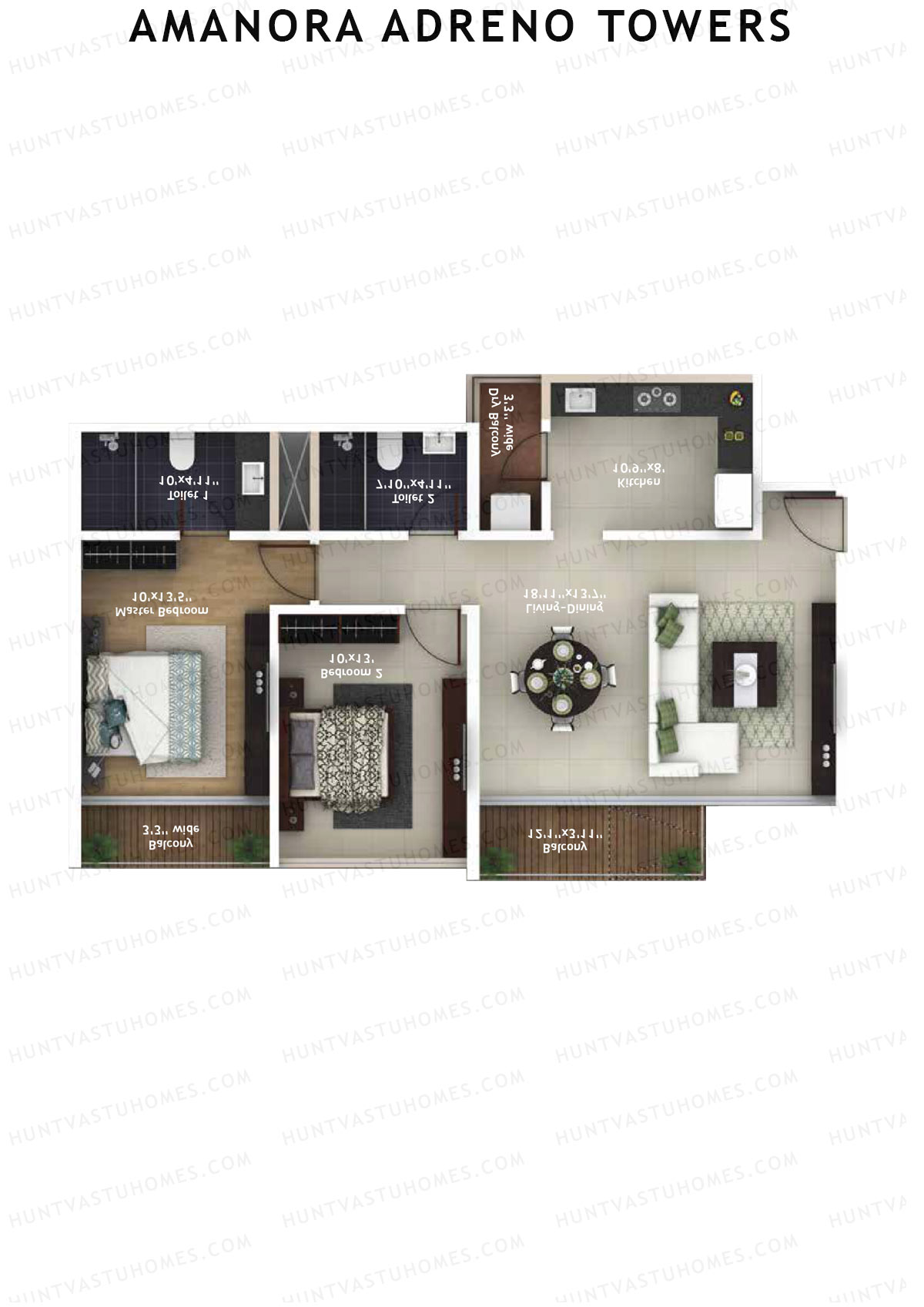 Amanora Adreno Towers Tower 38 Unit 3 (Type C) Floor Plan