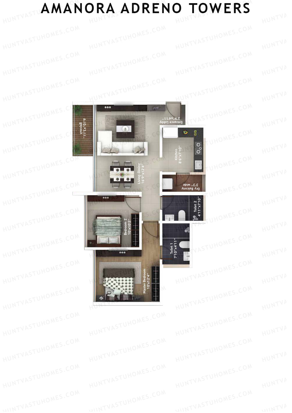 Amanora Adreno Towers Tower 38 Unit 4 (Type A) Floor Plan