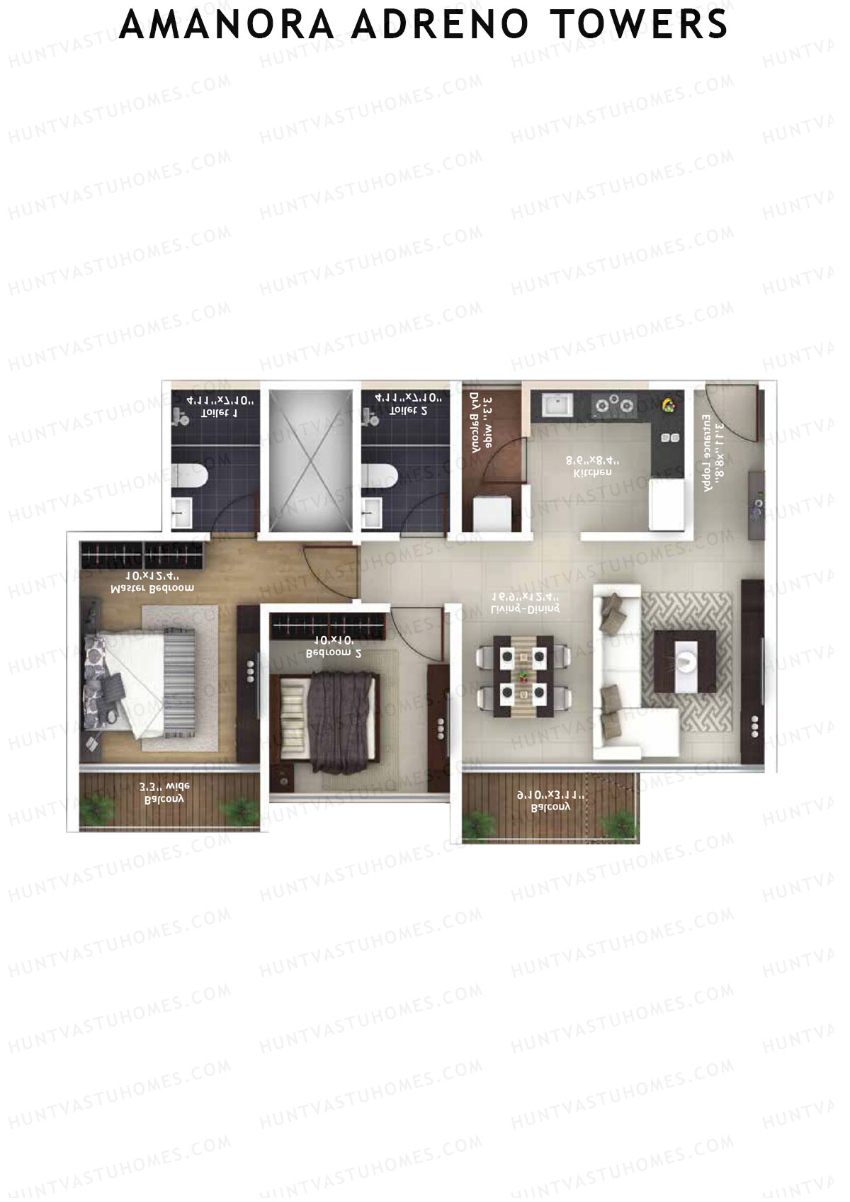 Amanora Adreno Towers Tower 39 Unit 2 (Type D) Floor Plan