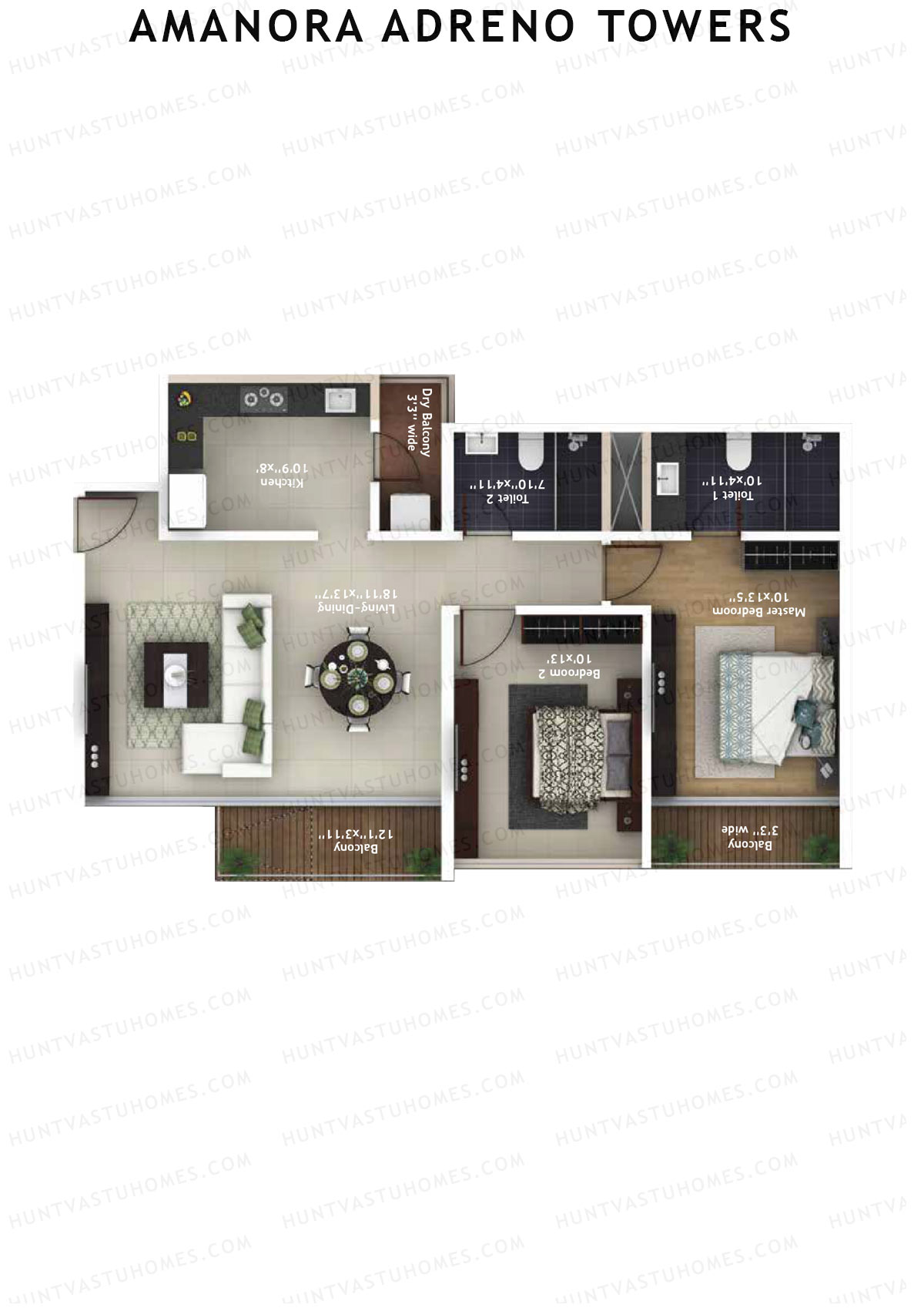 Amanora Adreno Towers Tower 40 Unit 1 (Type C) Floor Plan