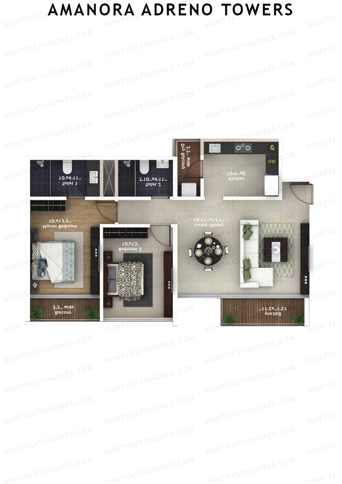 Amanora Adreno Towers Tower 40 Unit 3 (Type C) Floor Plan