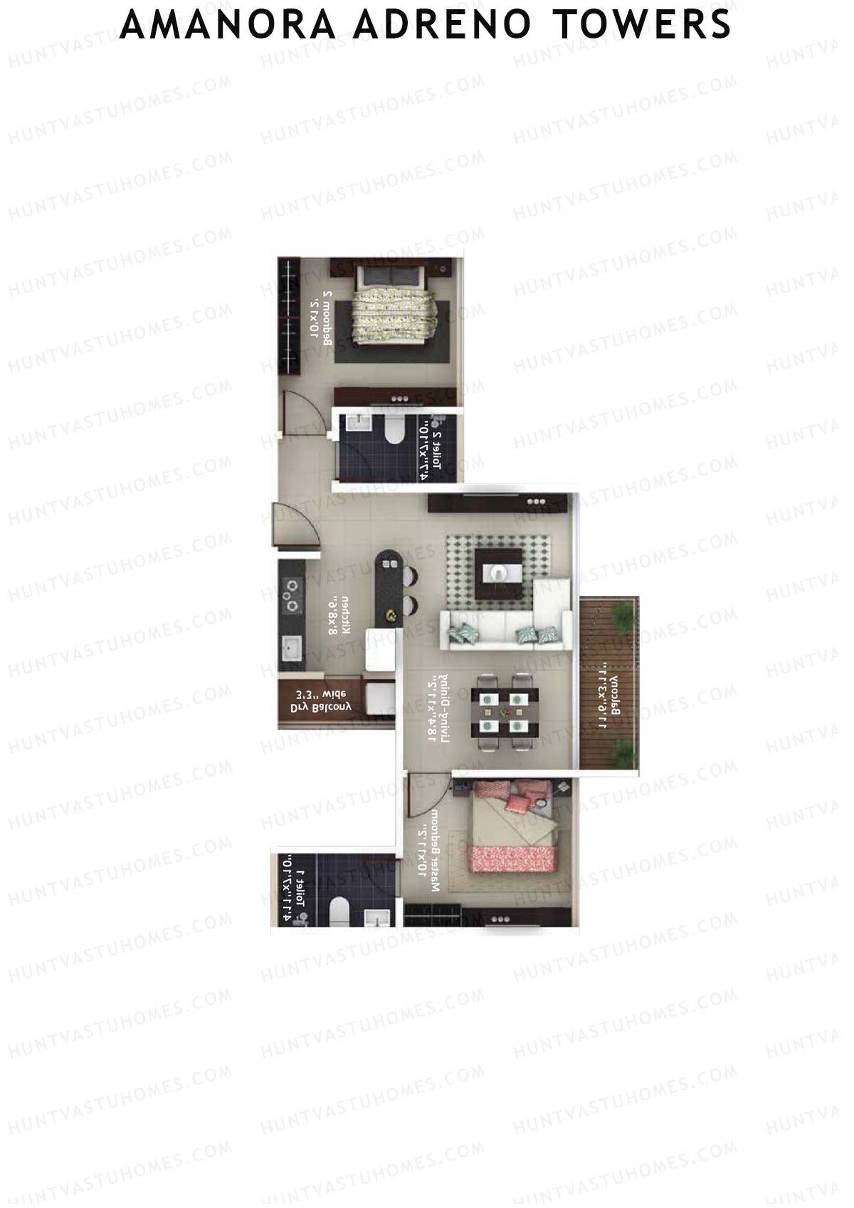Amanora Adreno Towers Tower 40 Unit 8 (Type B) Floor Plan