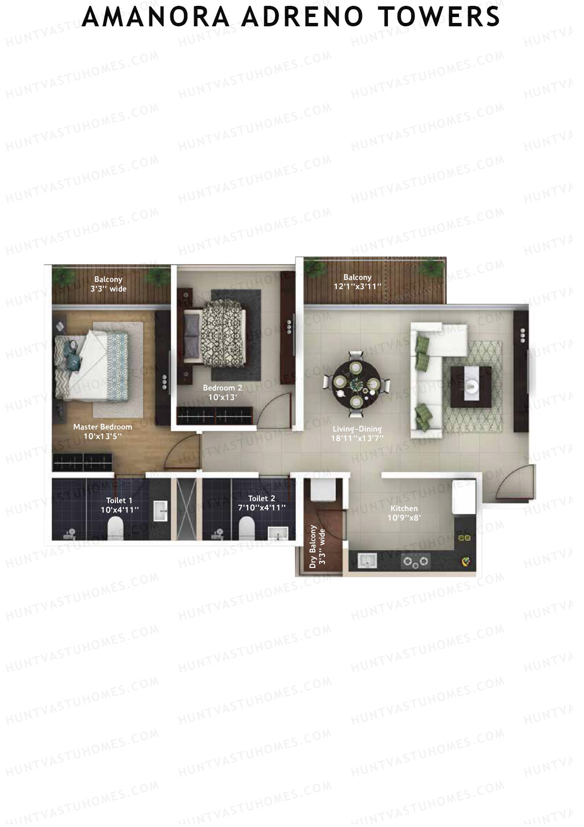 Amanora Adreno Towers Tower 41 Unit 1 (Type C) Floor Plan