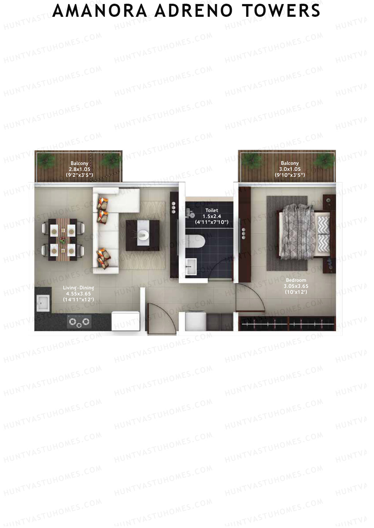 Amanora Adreno Towers Tower 41 Unit 2 Floor Plan