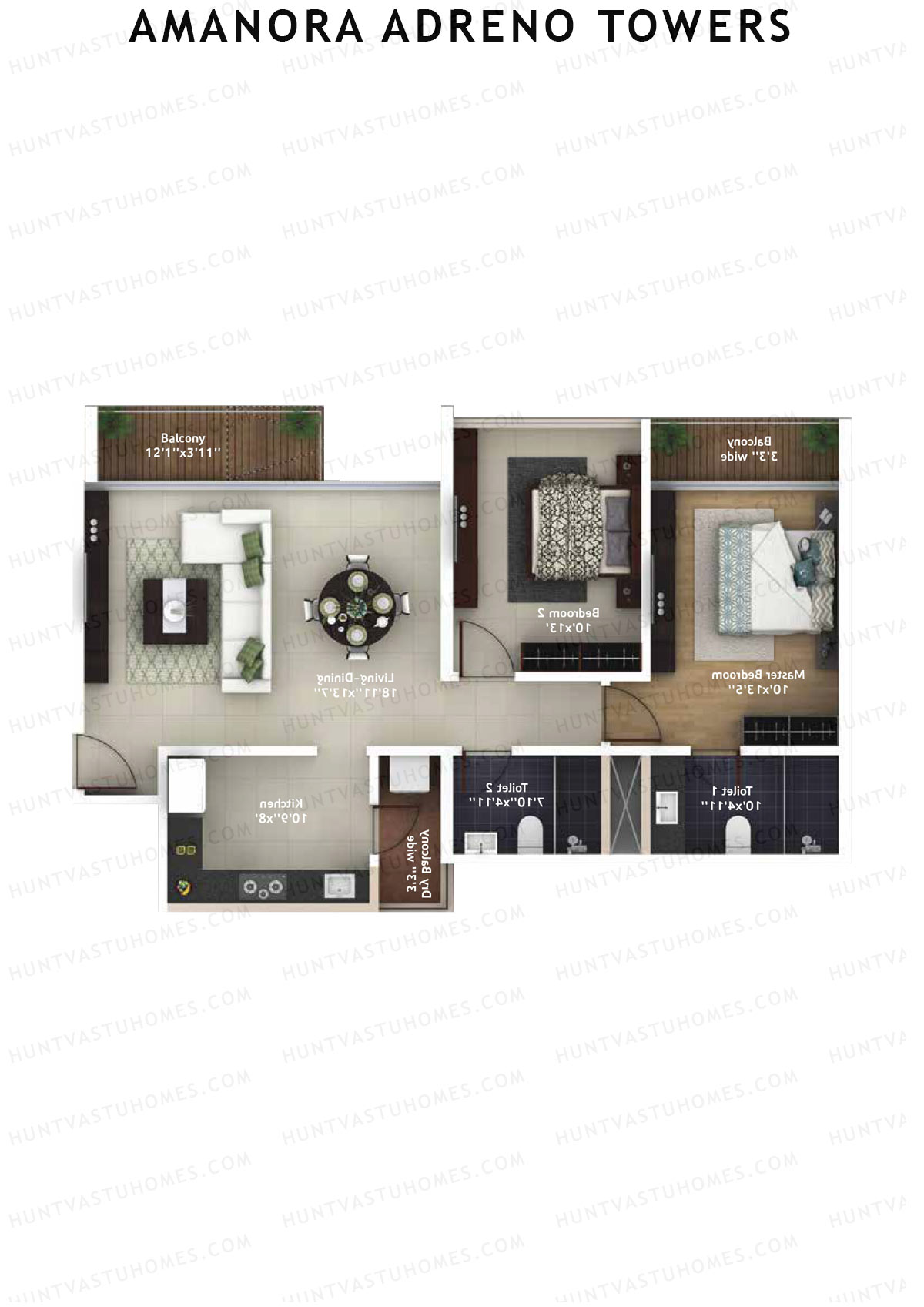 Amanora Adreno Towers Tower 41 Unit 3 (Type C) Floor Plan