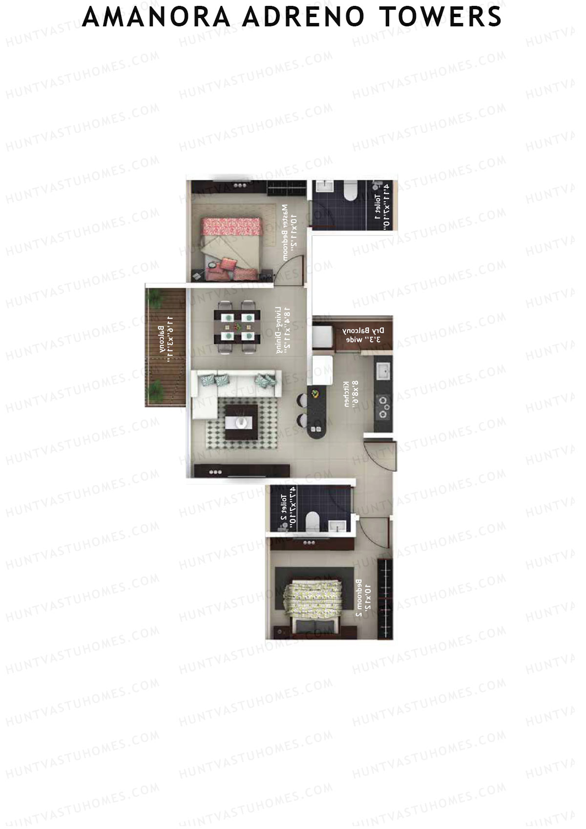 Amanora Adreno Towers Tower 41 Unit 8 (Type B) Floor Plan