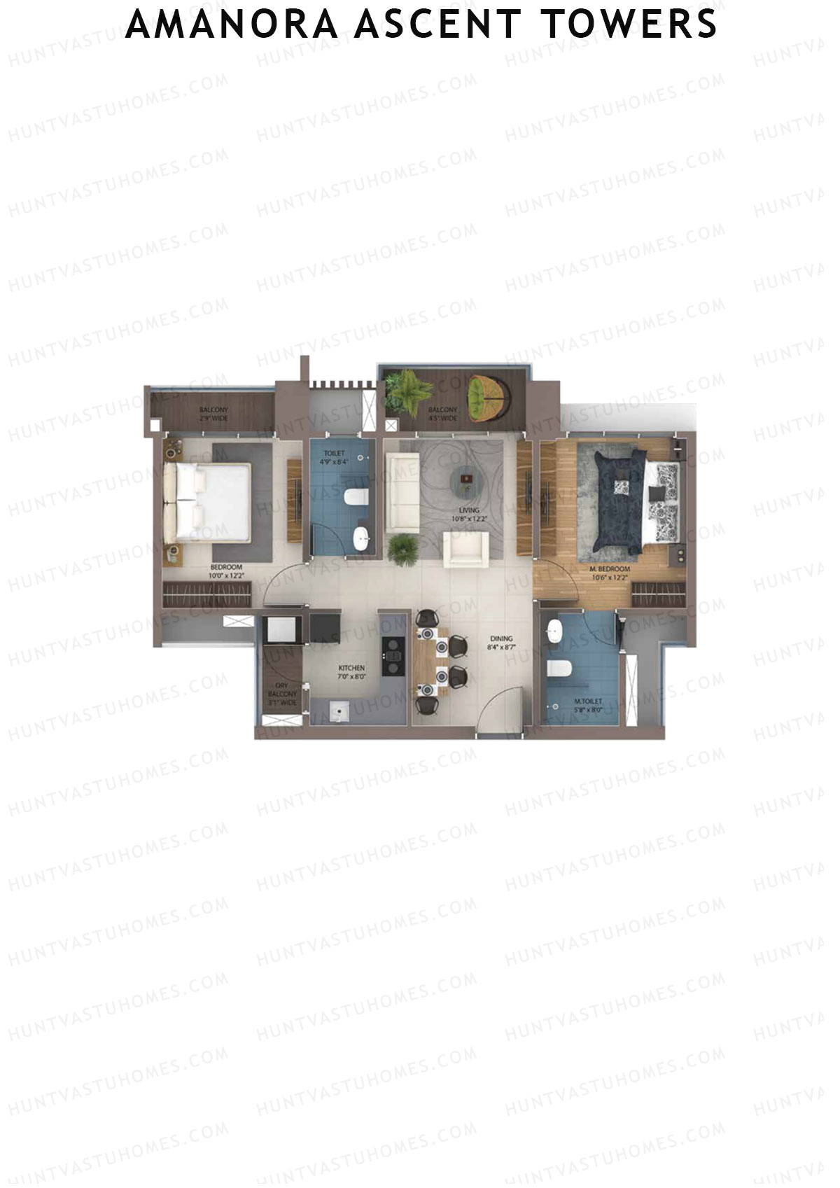 Amanora Ascent Towers Tower 48 Unit 5 (Type 2B) Floor Plan