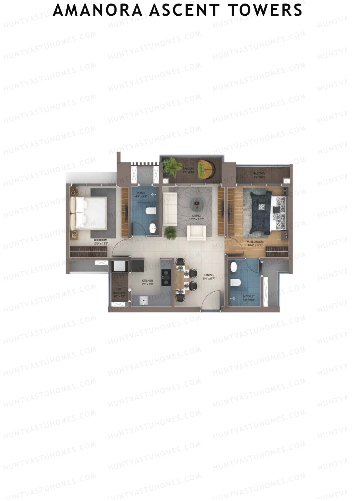 Amanora Ascent Towers Tower 48 Unit 6 (Type 2C) Floor Plan
