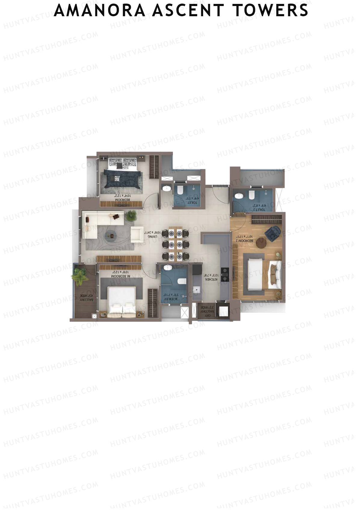 Amanora Ascent Towers Tower 49 Unit 1 (Type 3B) Floor Plan