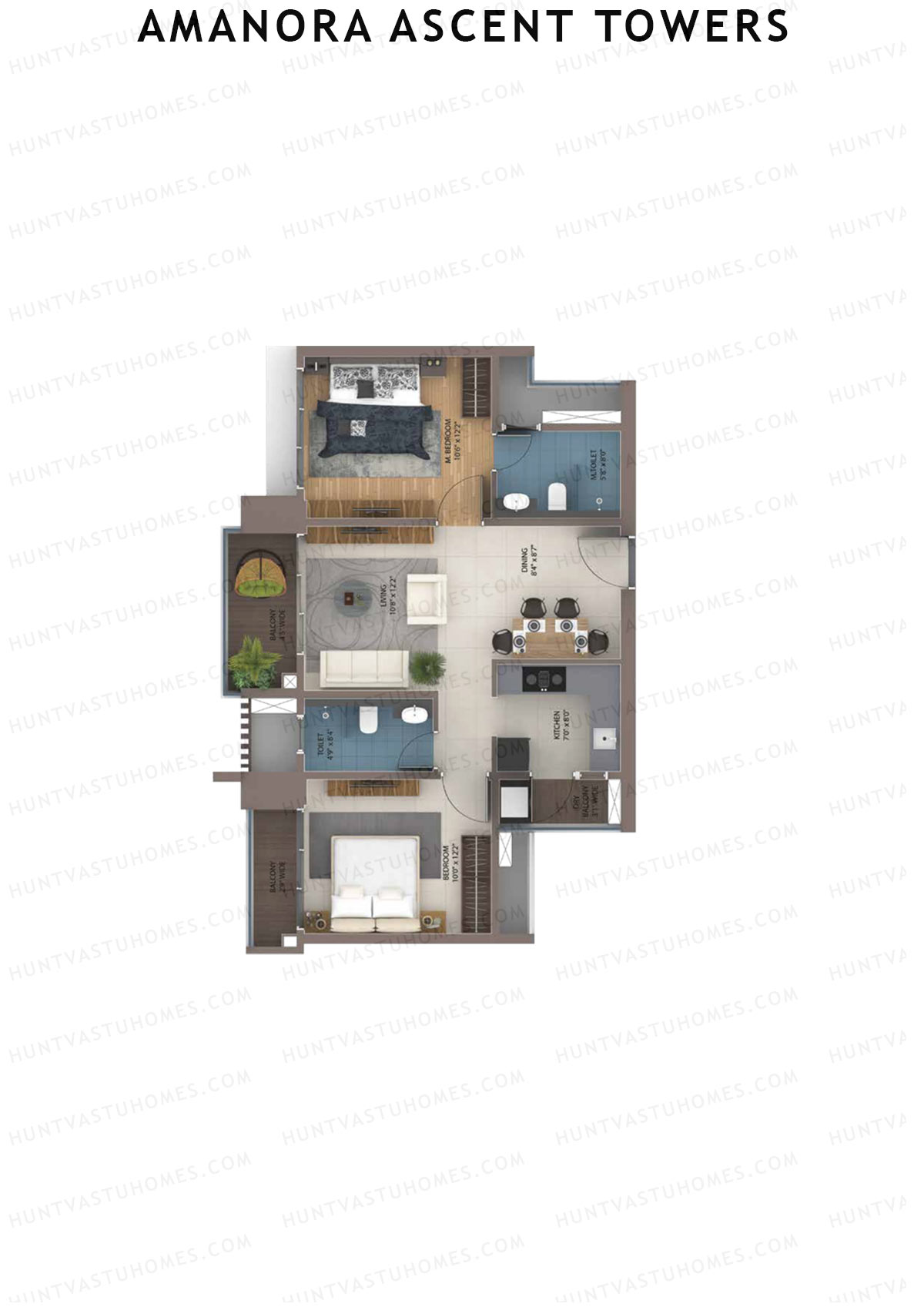 Amanora Ascent Towers Tower 49 Unit 2 (Type 2B) Floor Plan
