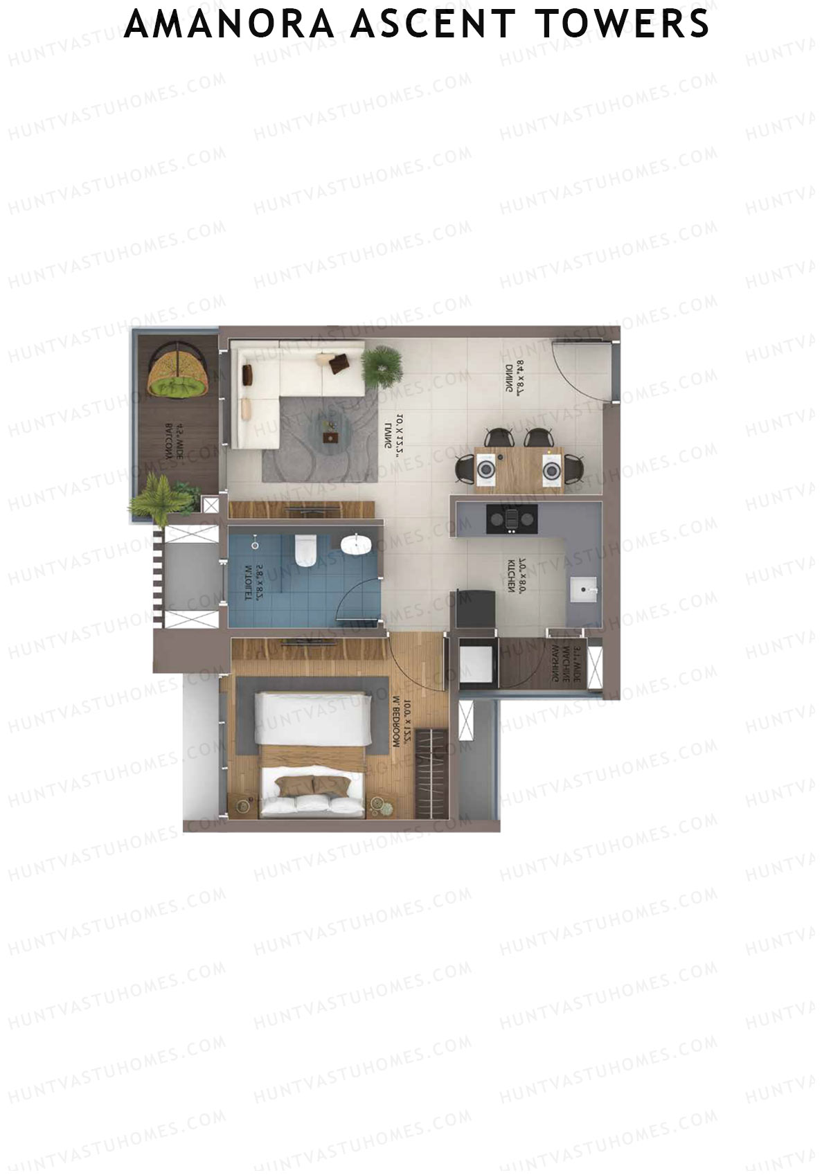 Amanora Ascent Towers Tower 49 Unit 3 (Type 1B) Floor Plan