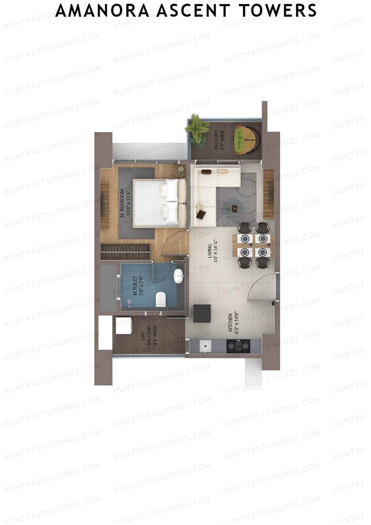 Amanora Ascent Towers Tower 49 Unit 4 (Type 1A) Floor Plan