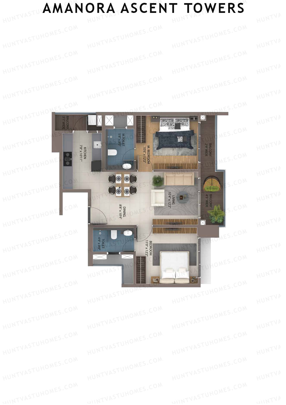 Amanora Ascent Towers Tower 49 Unit 5 (Type 2E) Floor Plan