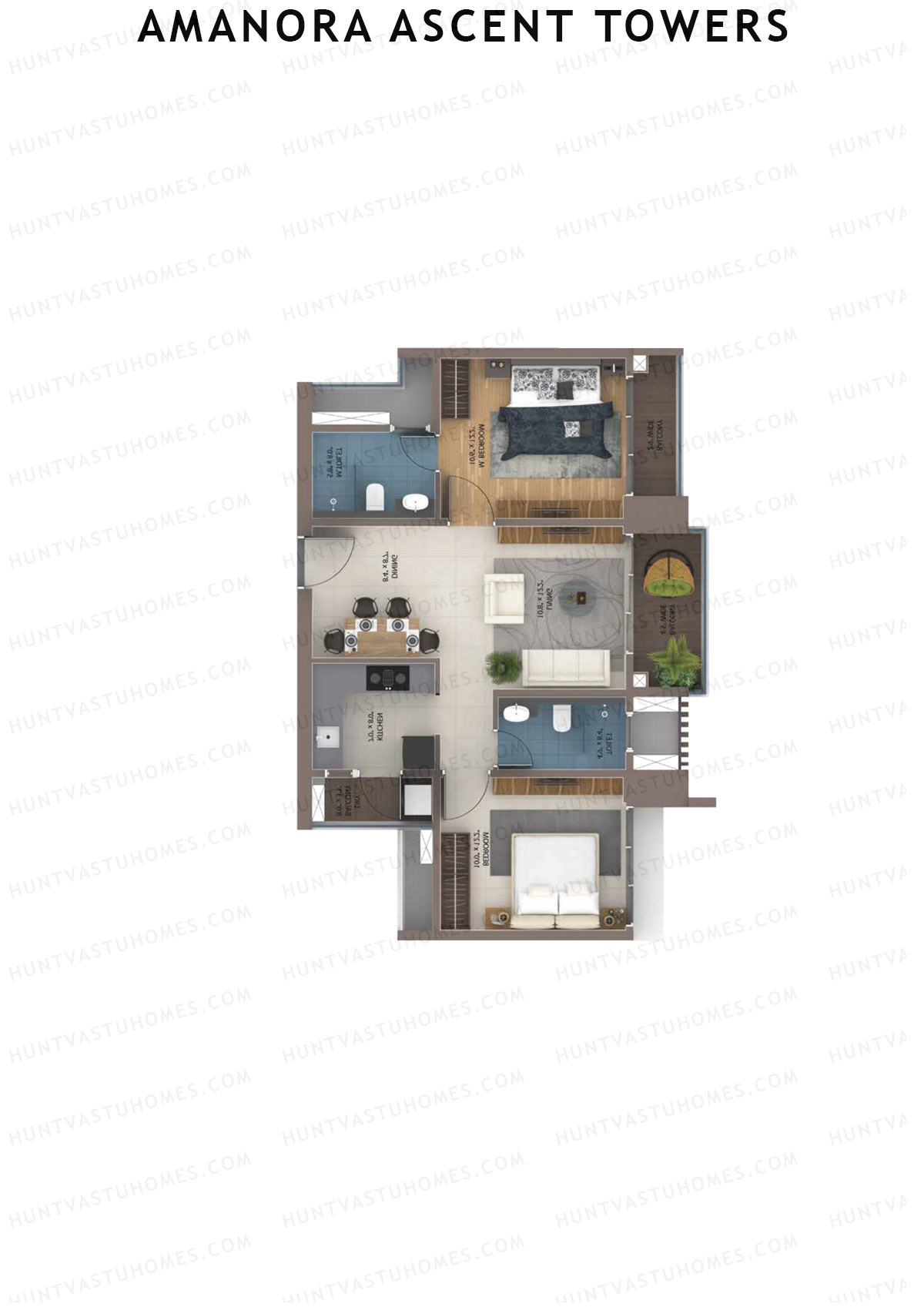 Amanora Ascent Towers Tower 49 Unit 6 (Type 2C) Floor Plan