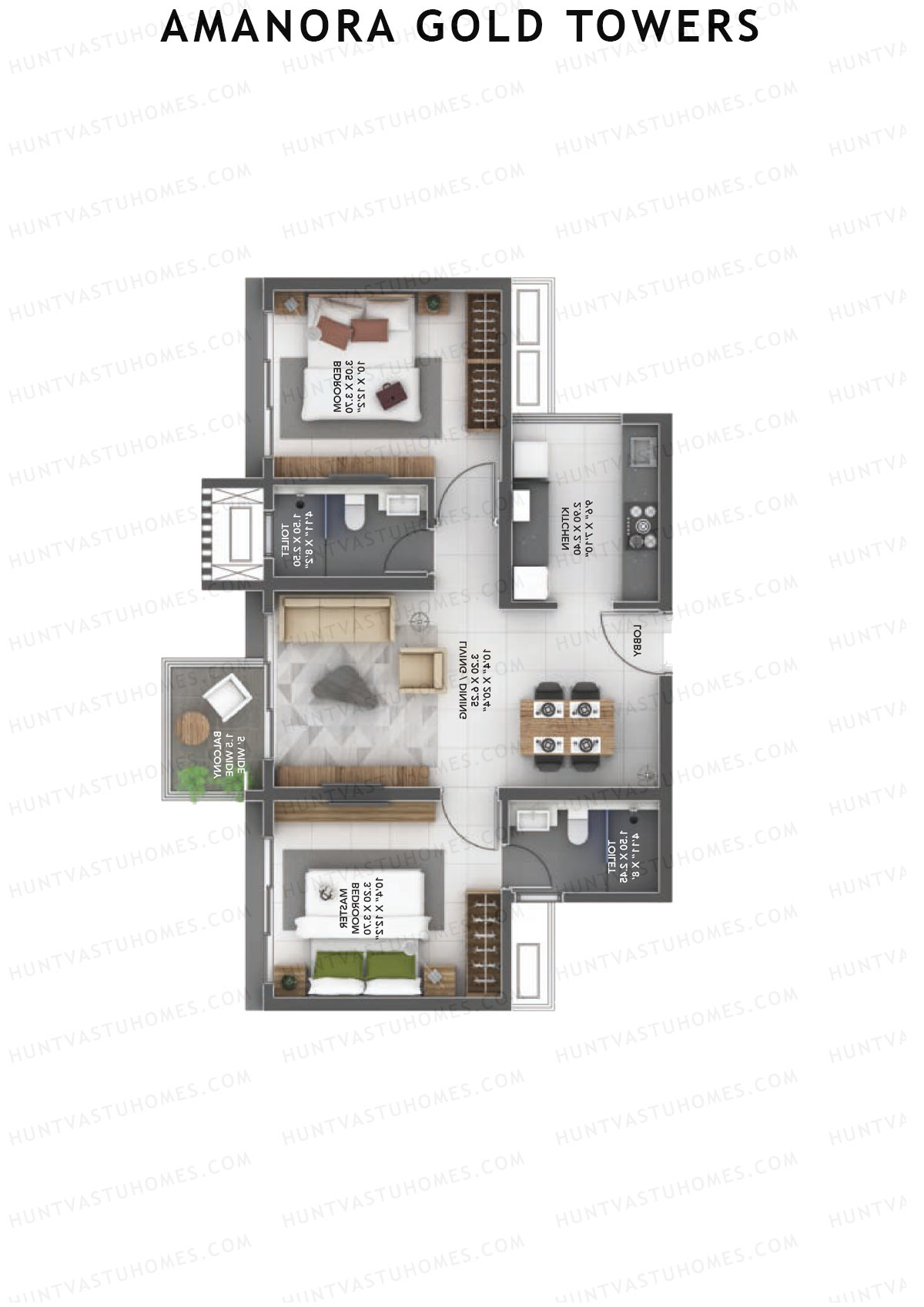 Amanora Gold Towers Tower 42 Unit 11 (Type F) Floor Plan
