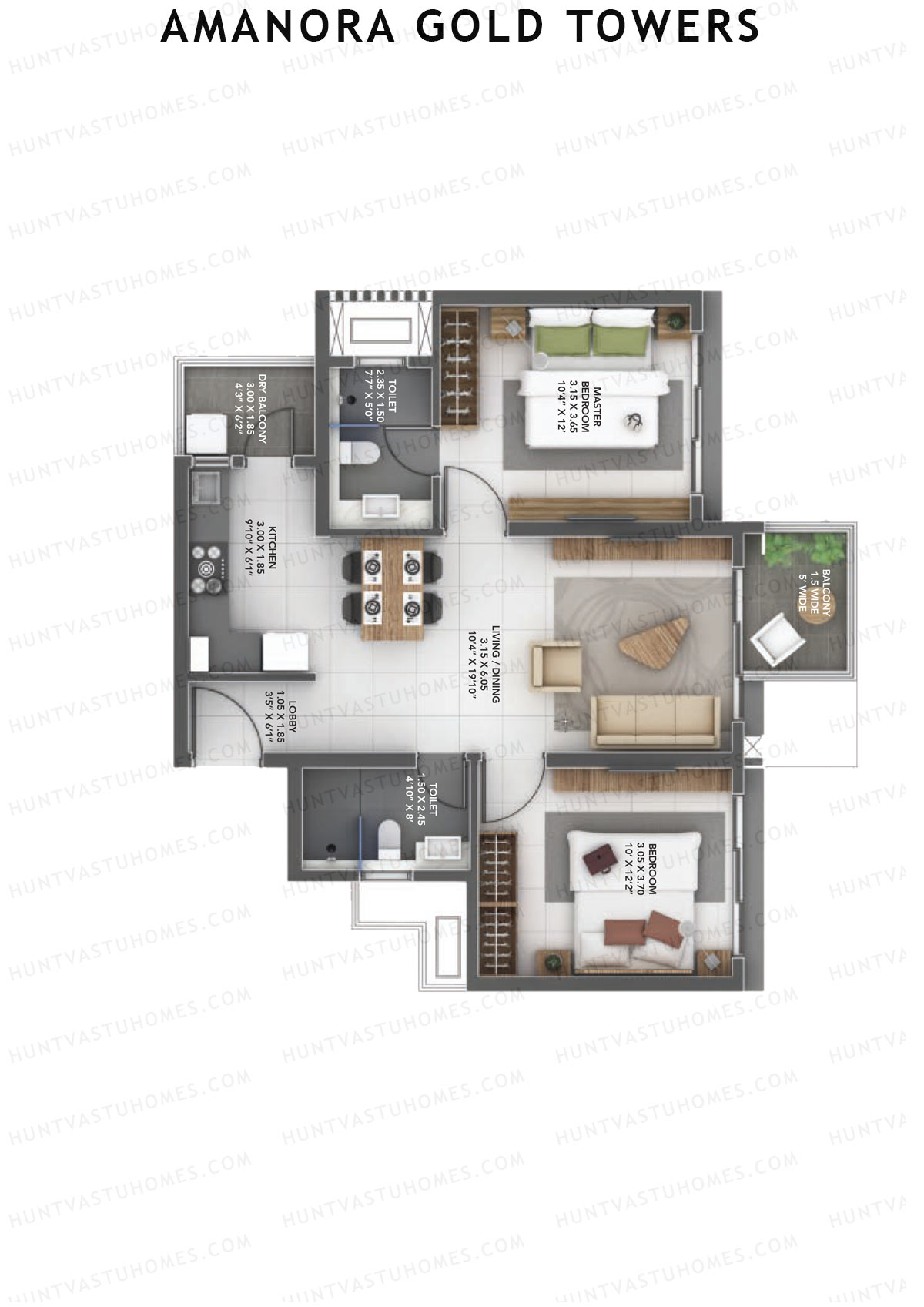 Amanora Gold Towers Tower 42 Unit 1 Floor Plan