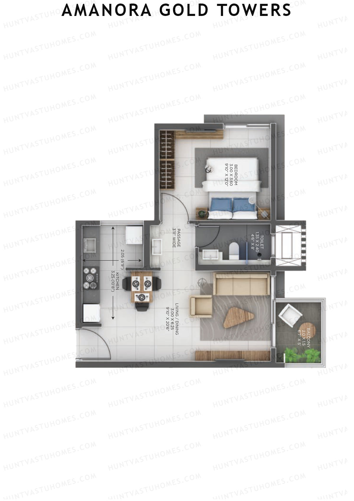 Amanora Gold Towers Tower 42 Unit 3 Floor Plan