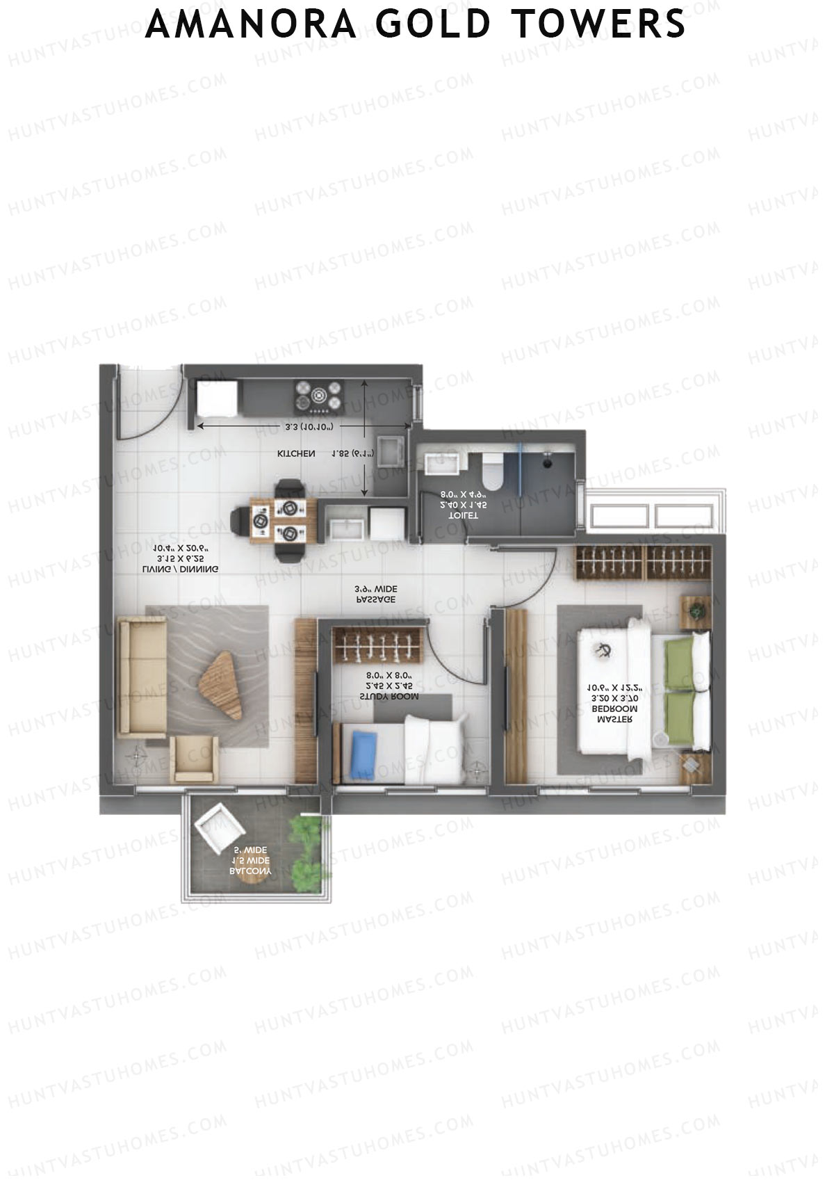 Amanora Gold Towers Tower 43 Unit 2 Floor Plan