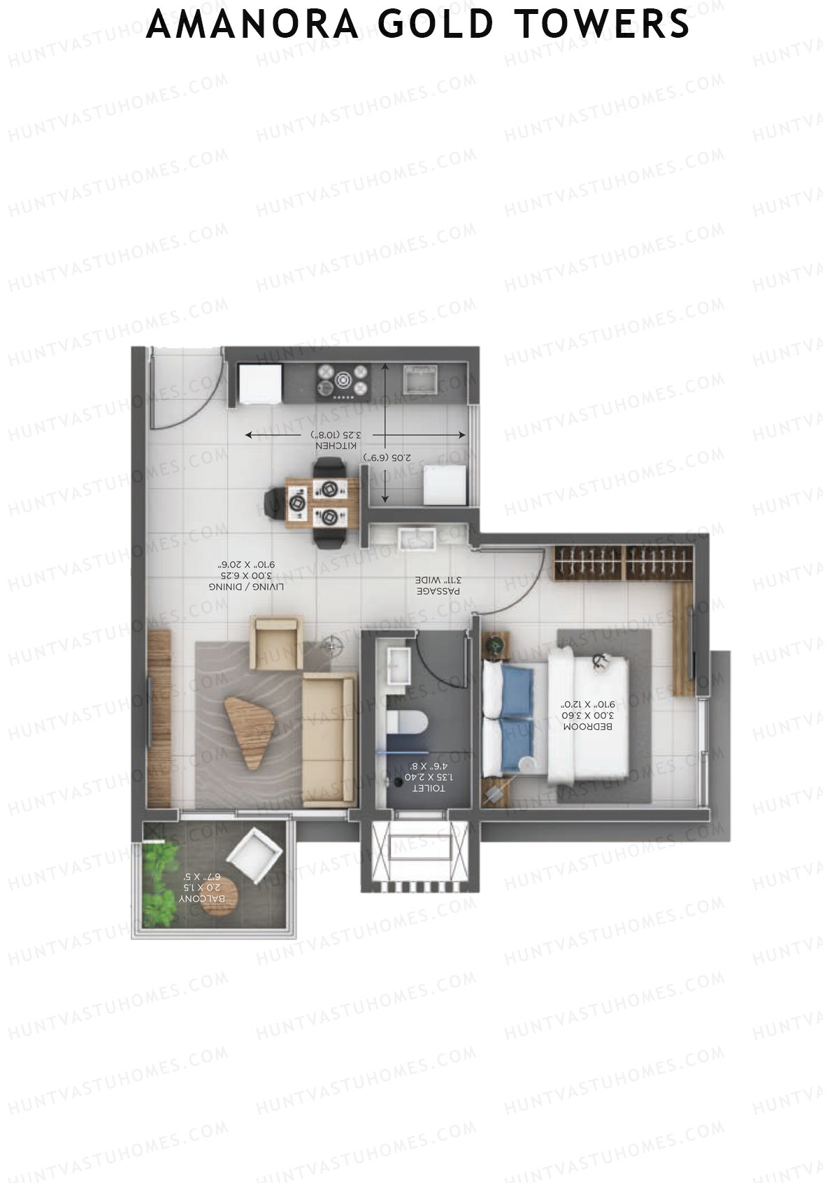 Amanora Gold Towers Tower 43 Unit 3 Floor Plan