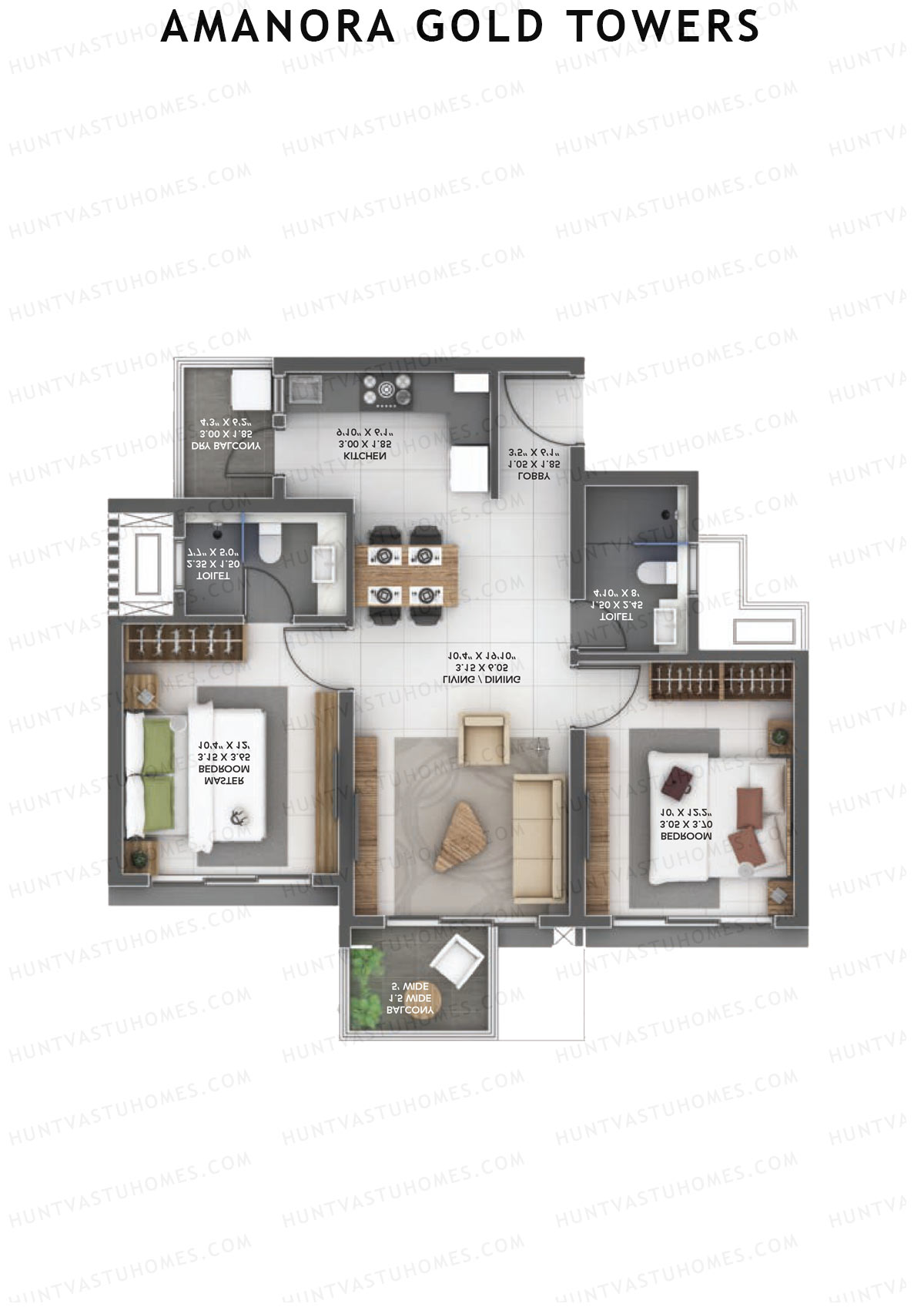 Amanora Gold Towers Tower 43 Unit 5 Floor Plan