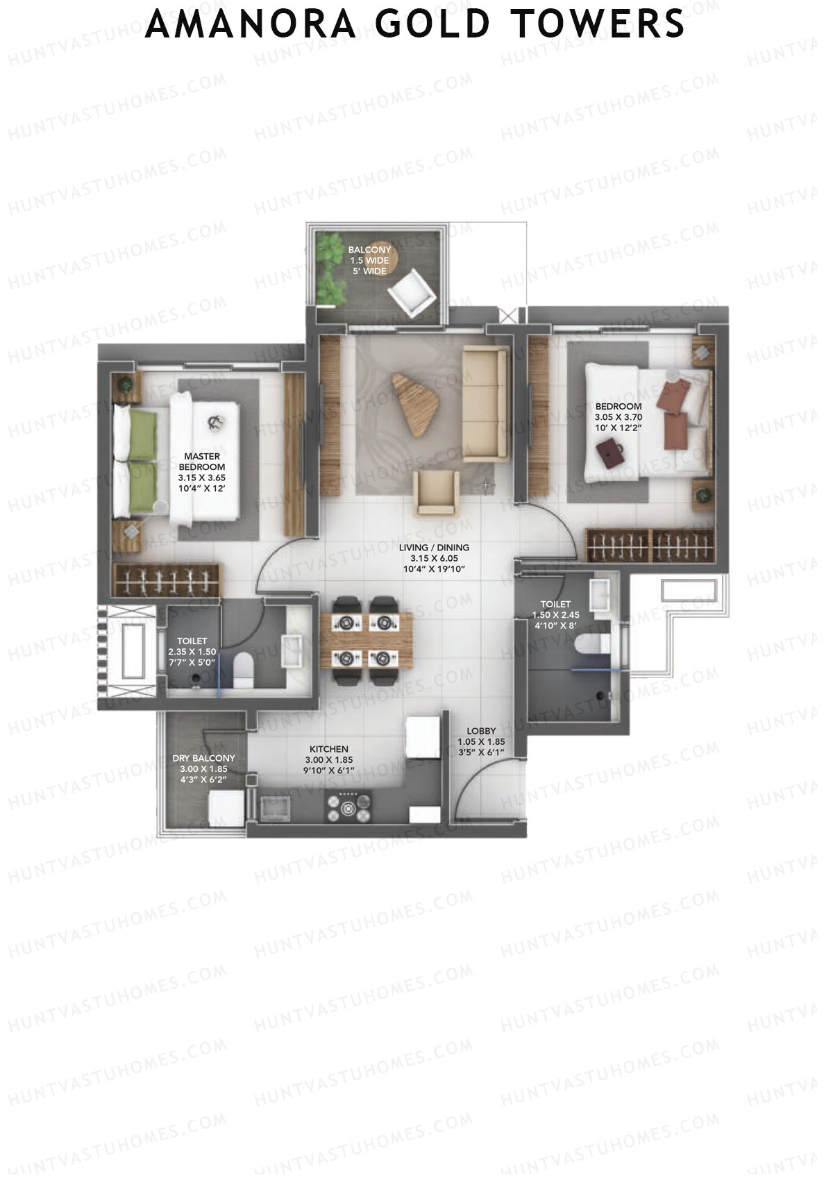 Amanora Gold Towers Tower 43 Unit 6 Floor Plan