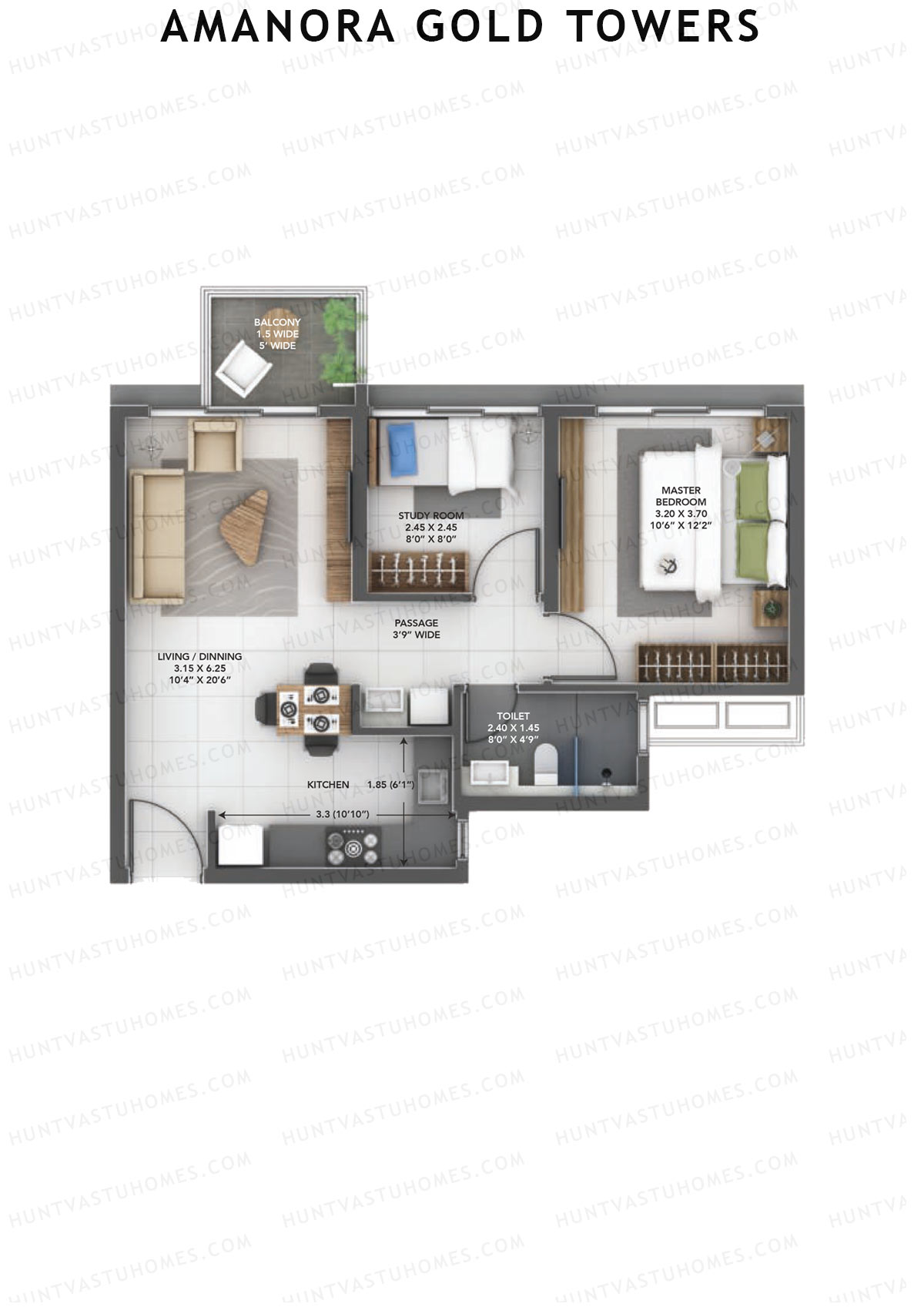 Amanora Gold Towers Tower 43 Unit 8 Floor Plan