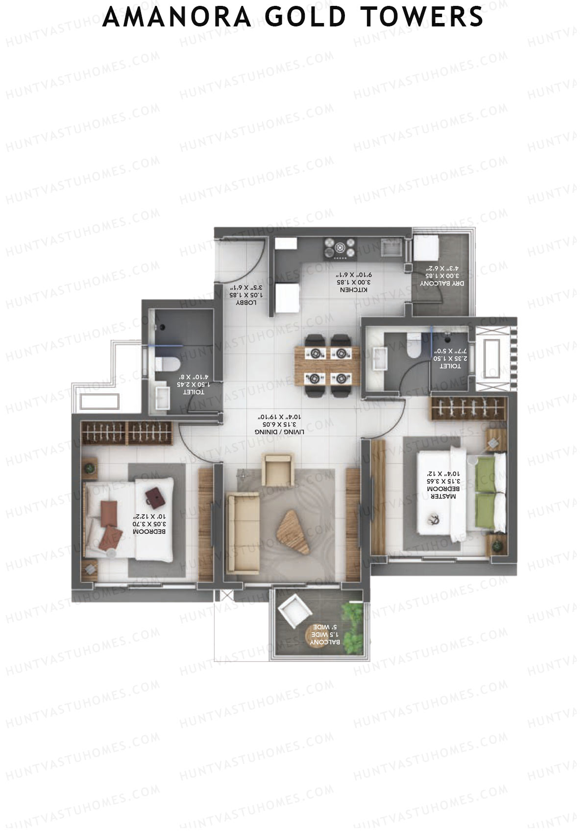 Amanora Gold Towers Tower 45 Unit 1 Floor Plan