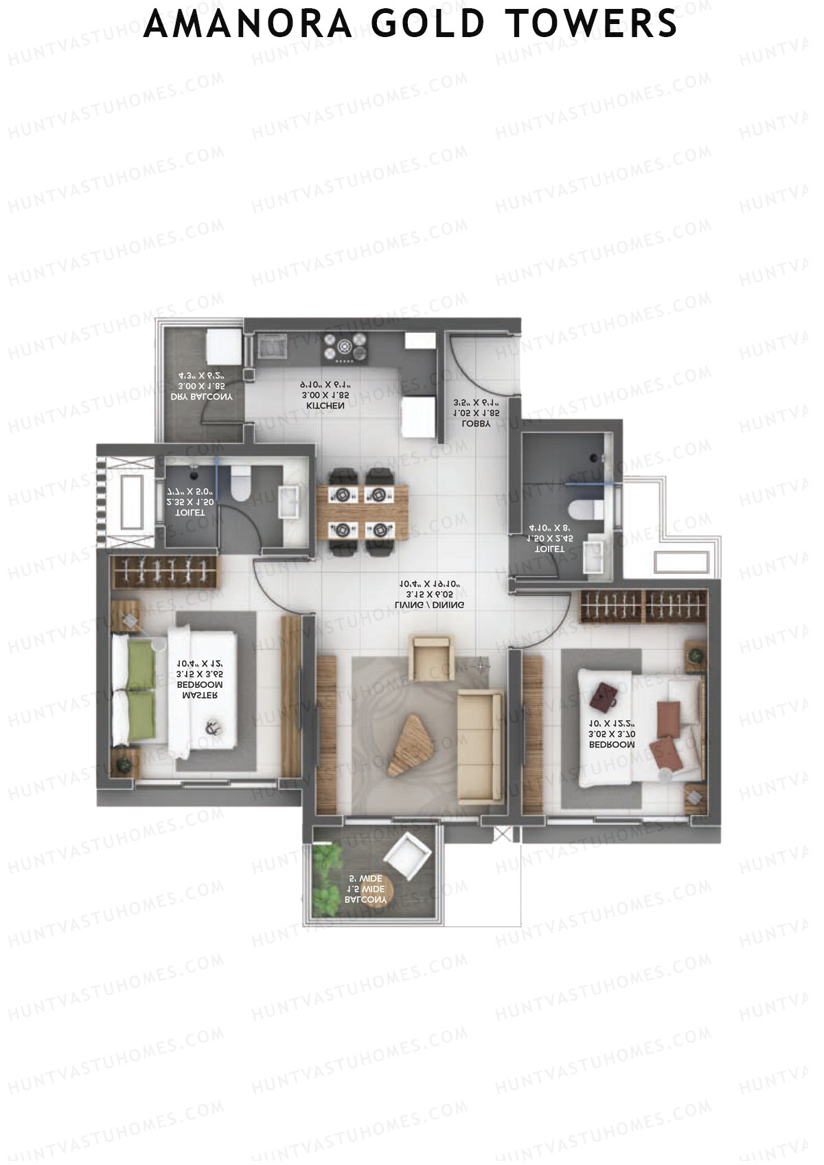 Amanora Gold Towers Tower 45 Unit 4 Floor Plan
