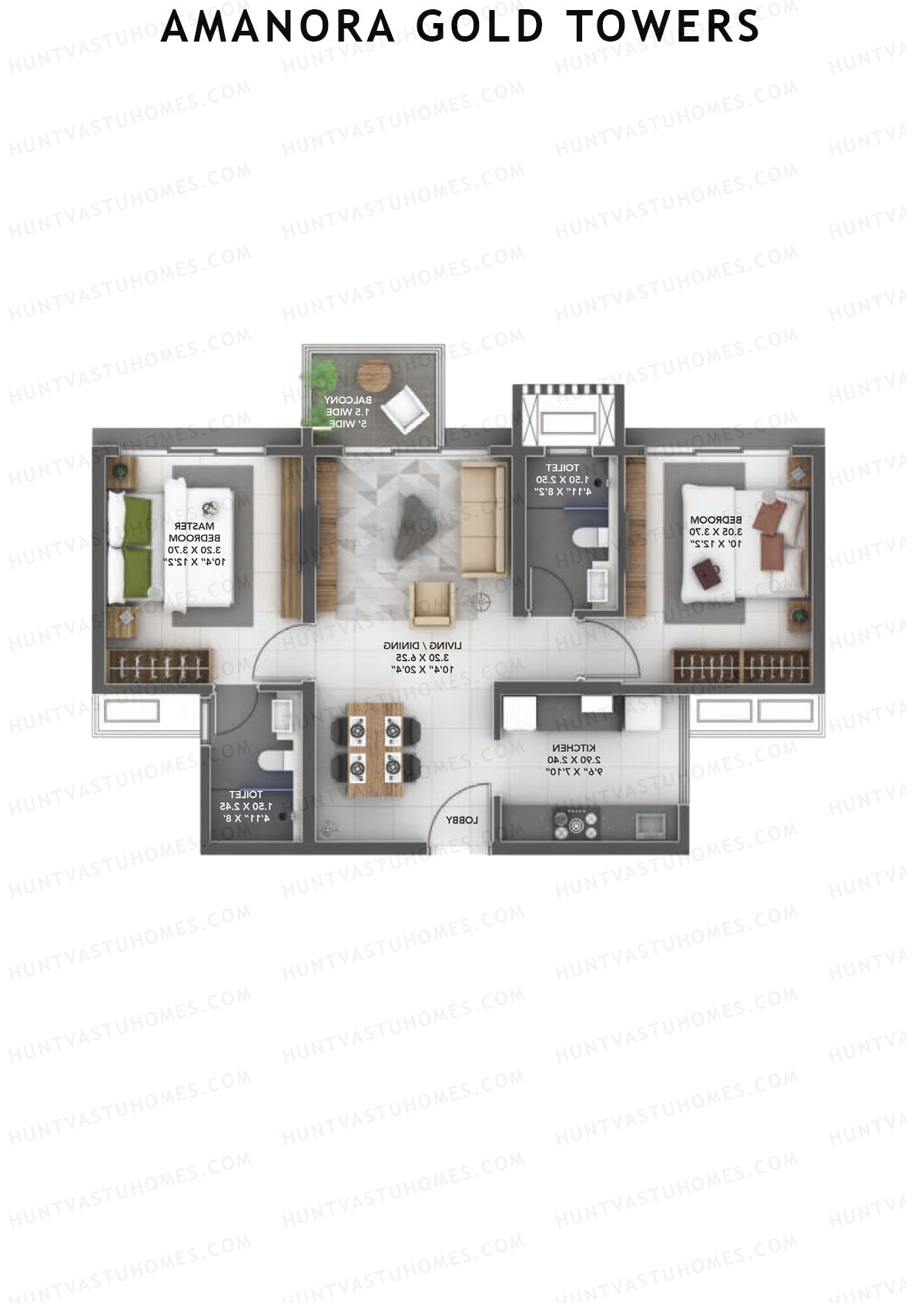 Amanora Gold Towers Tower 45 Unit 7 (Type F) Floor Plan